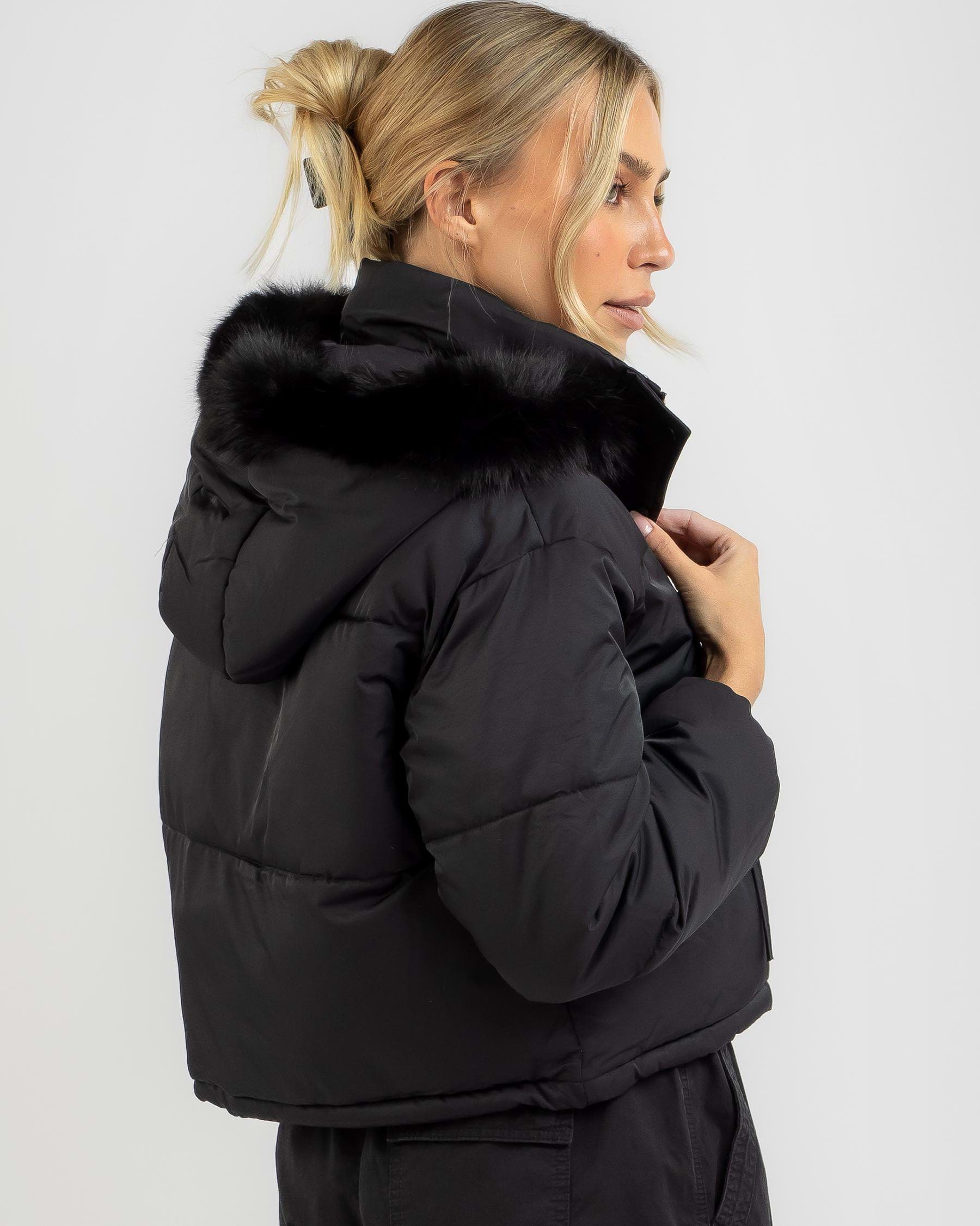 Ava And Ever Ottawa Puffer Jacket In Black/black - Fast Shipping & Easy ...