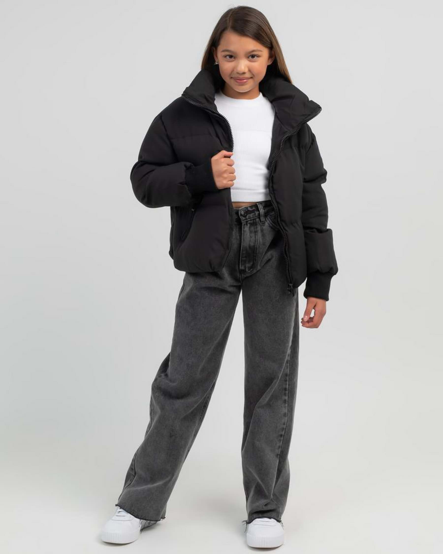 Shop Ava And Ever Girls' Academy Puffer Jacket In Black - Fast Shipping ...