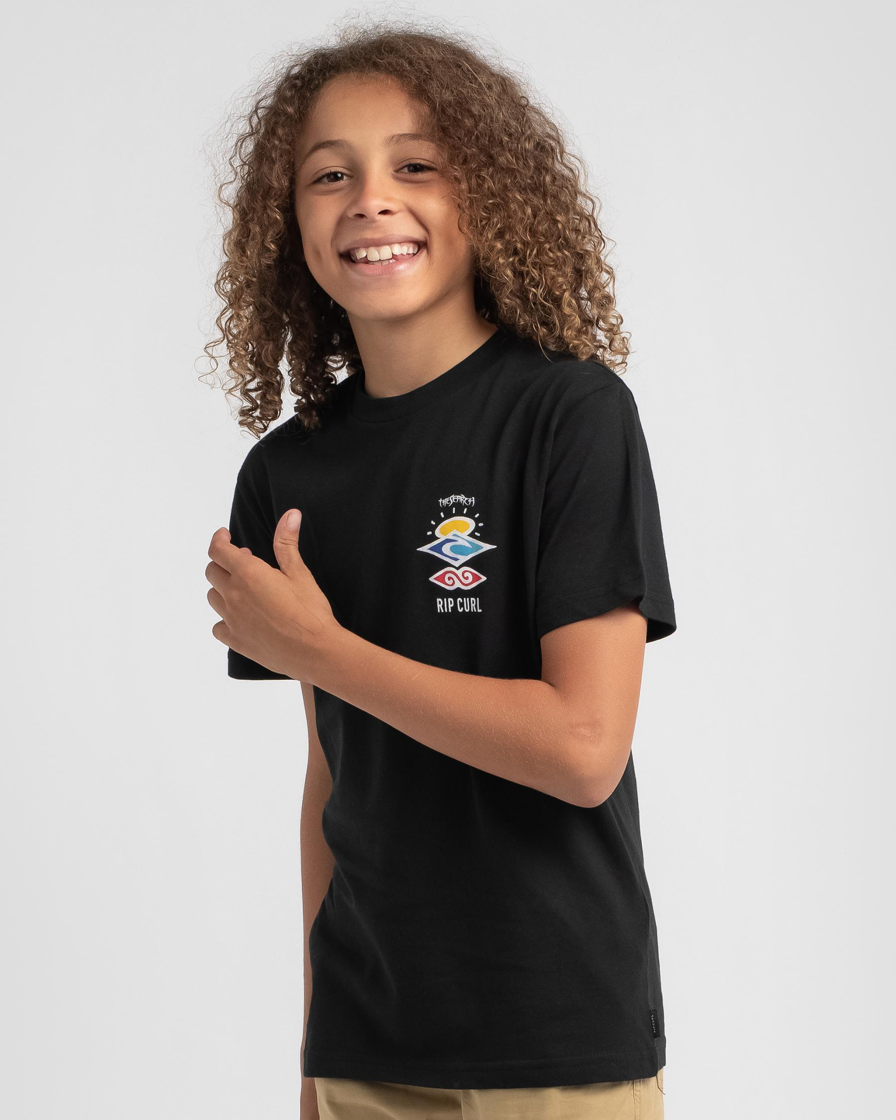 Shop Rip Curl Boys' Search Icon T-Shirt In Black - Fast Shipping & Easy ...
