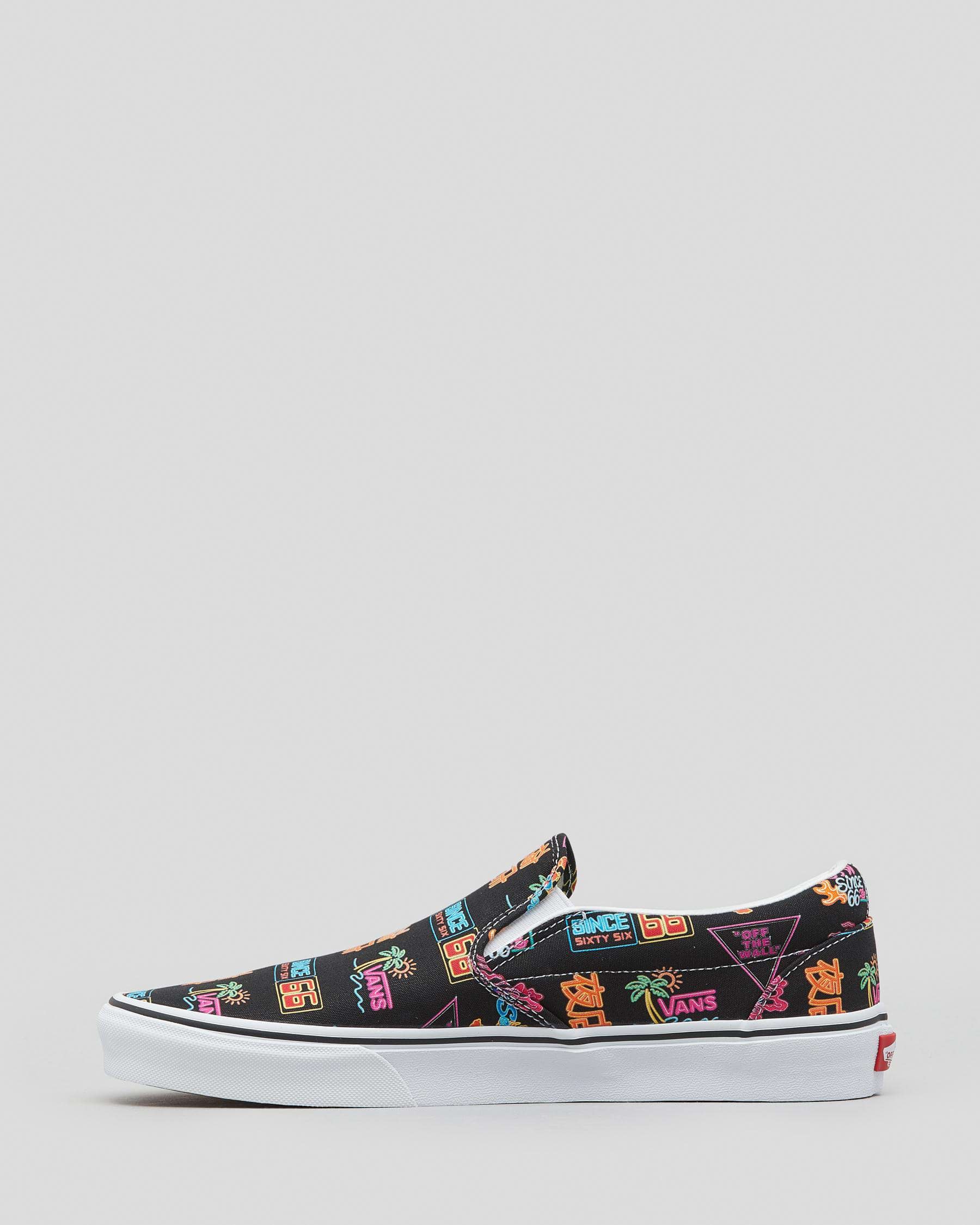 Vans Classic Slip-On Shoes In Black/neon - Fast Shipping & Easy Returns ...