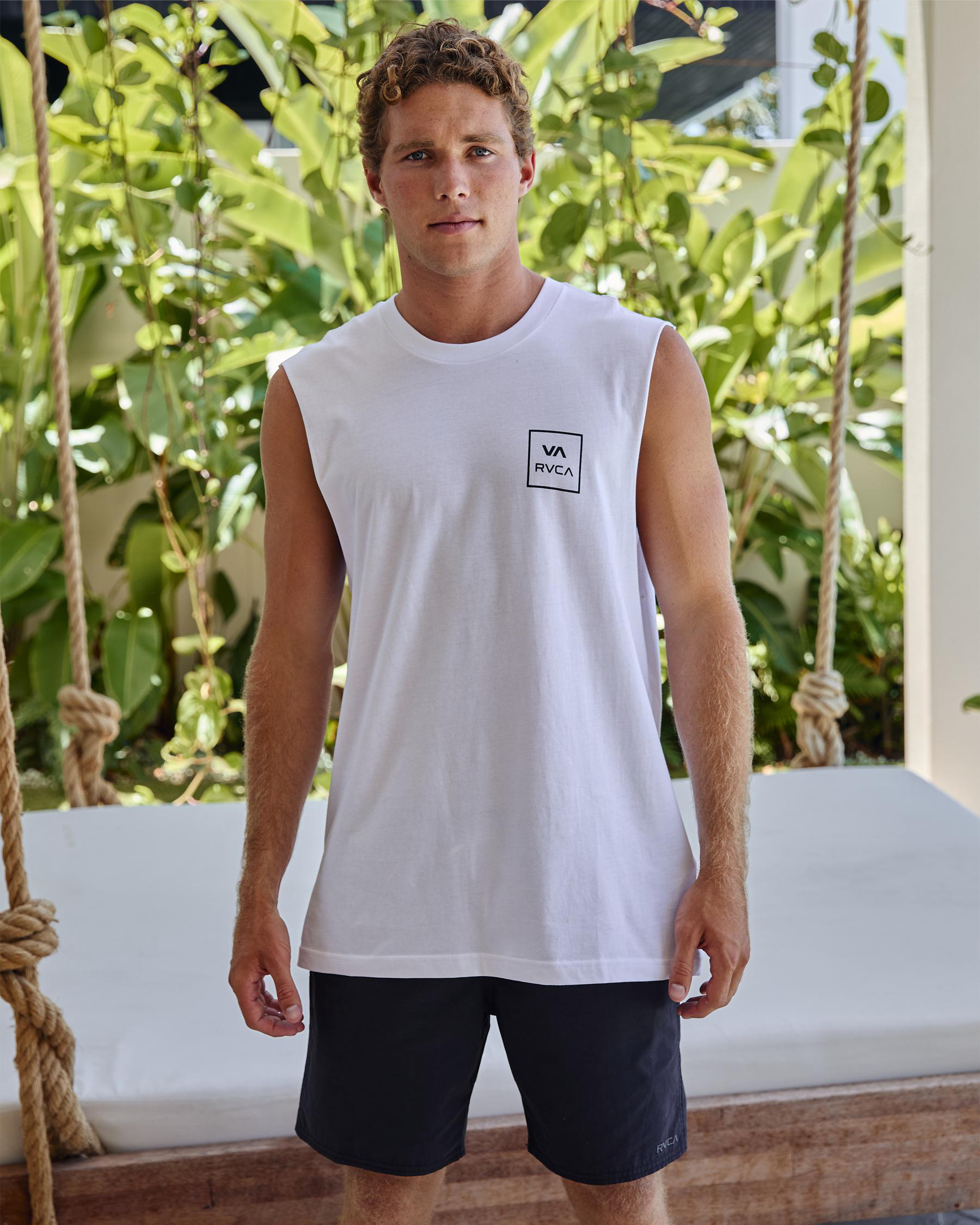 Shop RVCA VA All The Ways Muscle Tank In White Fast Shipping & Easy