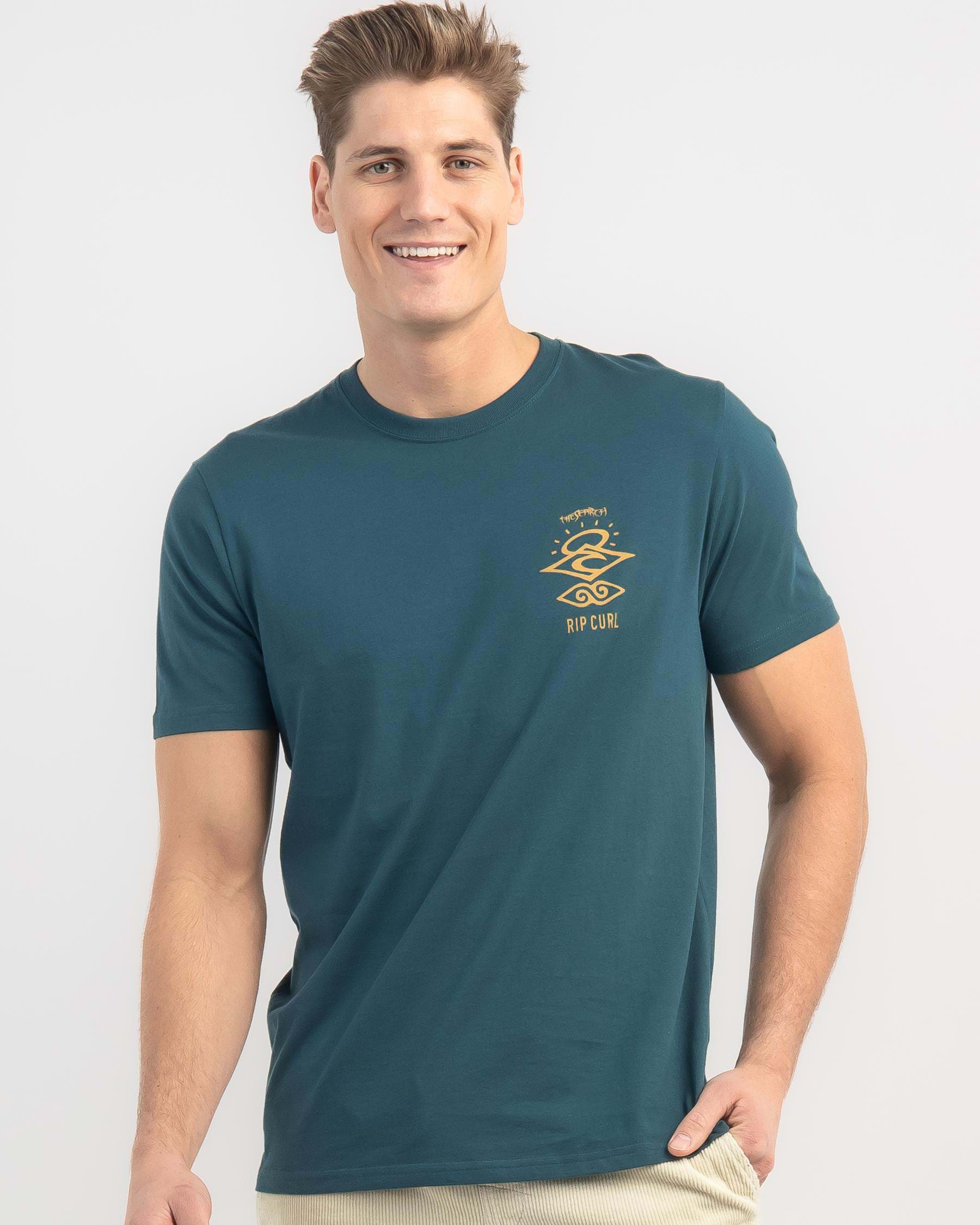Rip Curl Search Icon T-Shirt In Blue Green - Fast Shipping & Easy ...