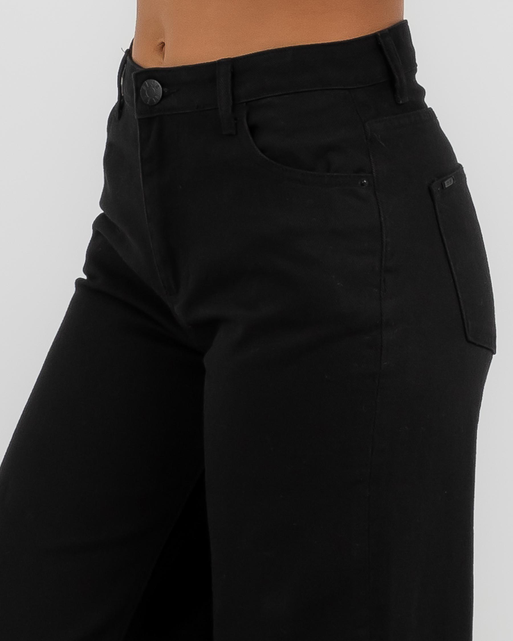 DESU Willow Wide Leg Jeans In Solid Black - Fast Shipping & Easy ...