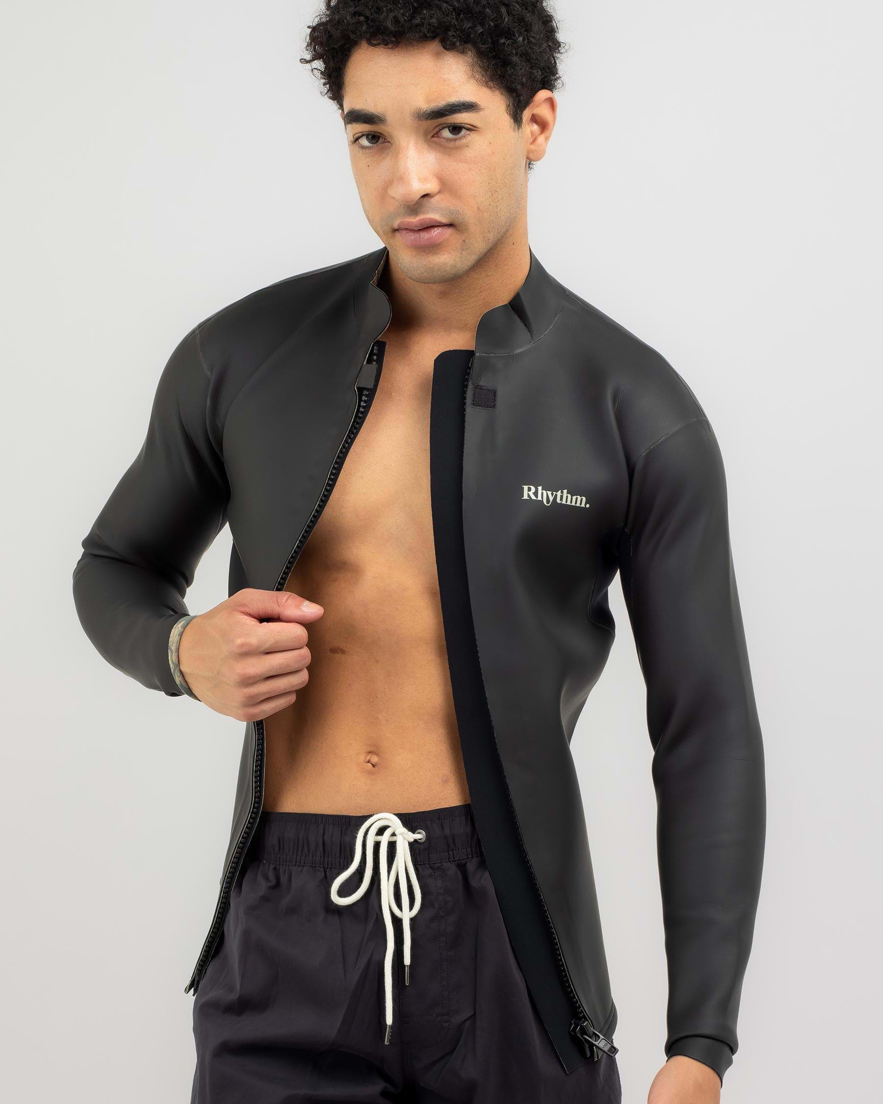 Shop Rhythm Classic Retro Front Zip Wetsuit Jacket In Black - Fast ...