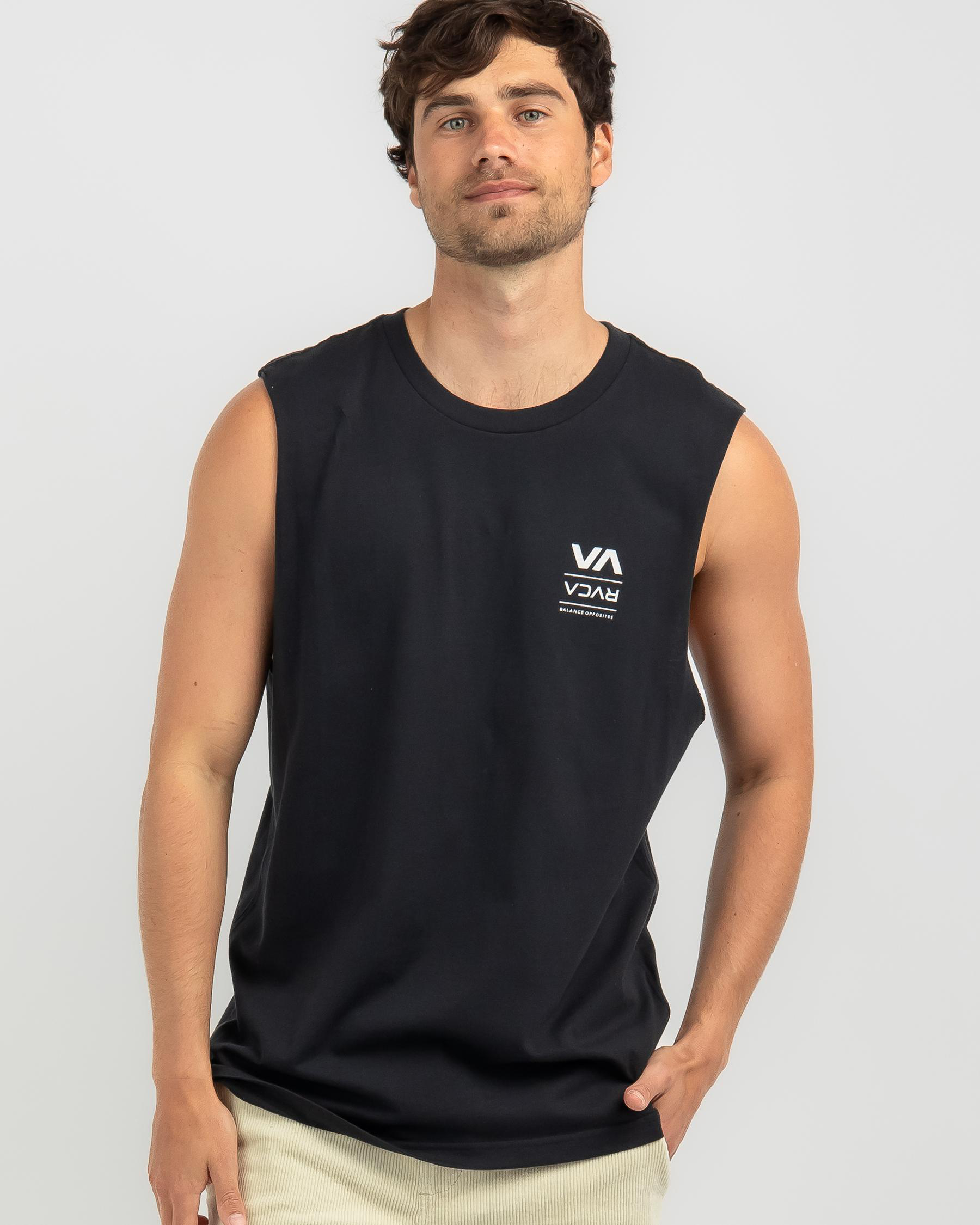 Shop RVCA Down With Muscle Tank In Black Fast Shipping & Easy Returns