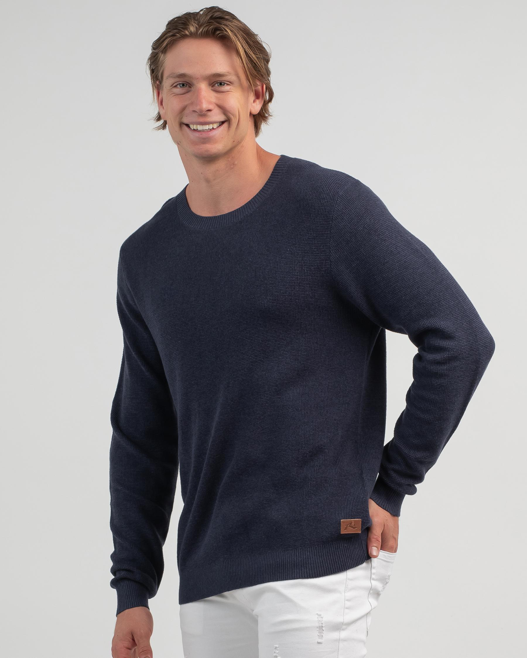 Shop Rusty Cradle Lightweight Crew Knit Sweatshirt In Navy Blue - Fast ...