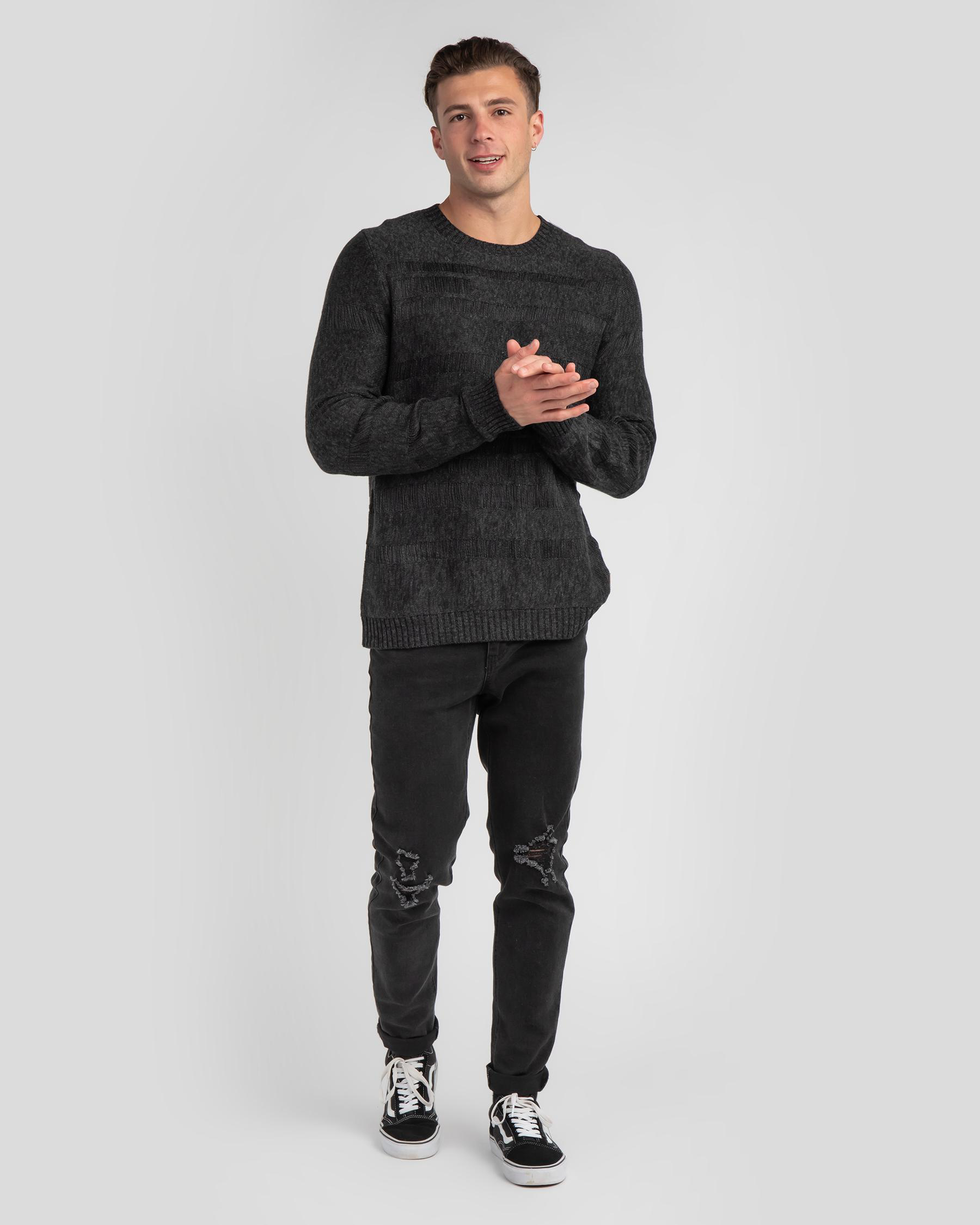 Shop Rusty Crux Crew Knit Sweatshirt In Black - Fast Shipping & Easy ...