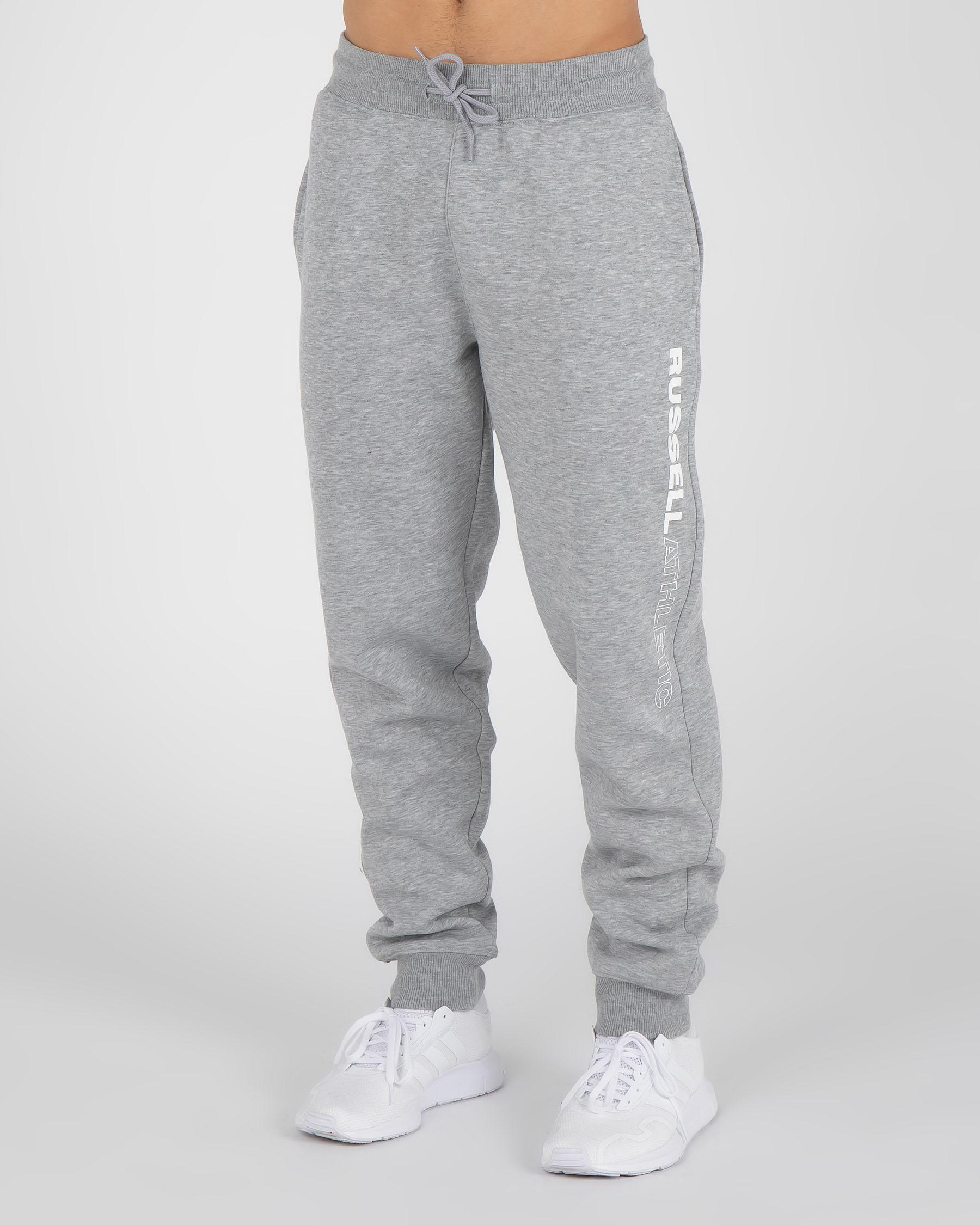 Russell Athletic Long Logo Track Pants In Ashen Marle Fast Shipping & Easy Returns City
