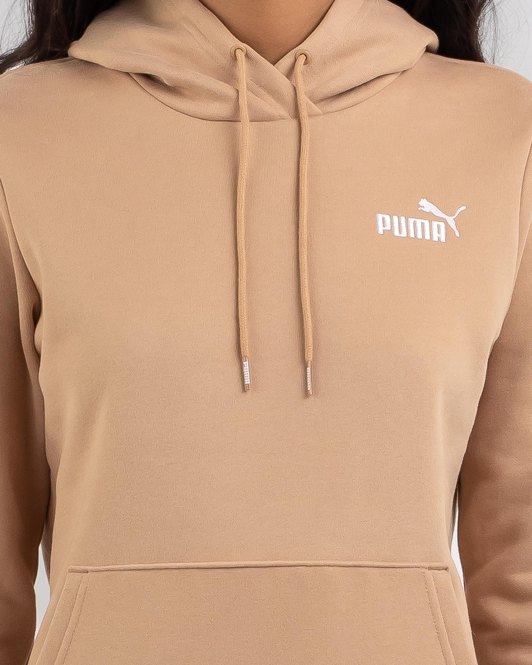 Shop Puma Essential Embroidery Hoodie In Dusty Tan Fast Shipping