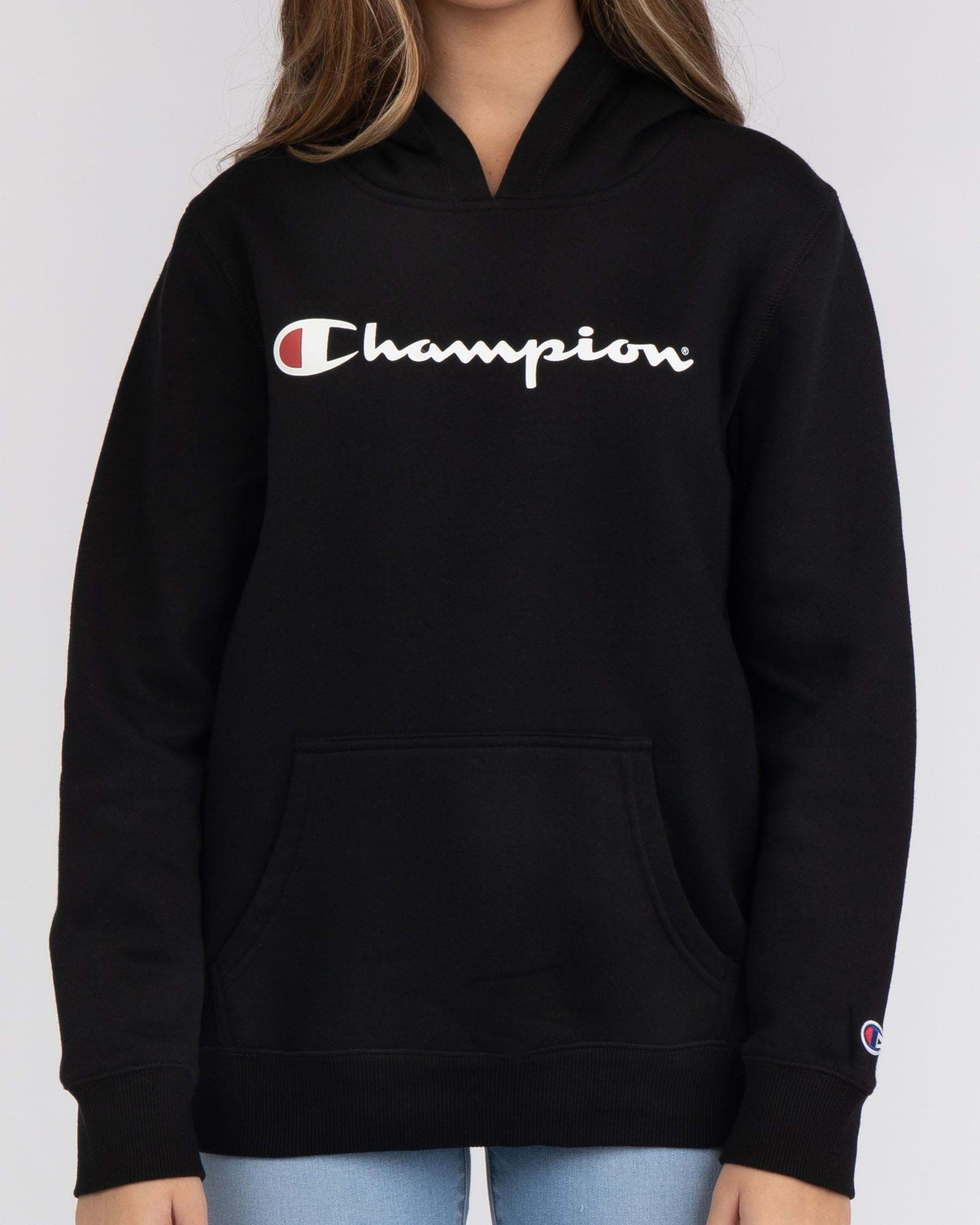 Shop Champion Girls' Logo Hoodie In Black - Fast Shipping & Easy ...