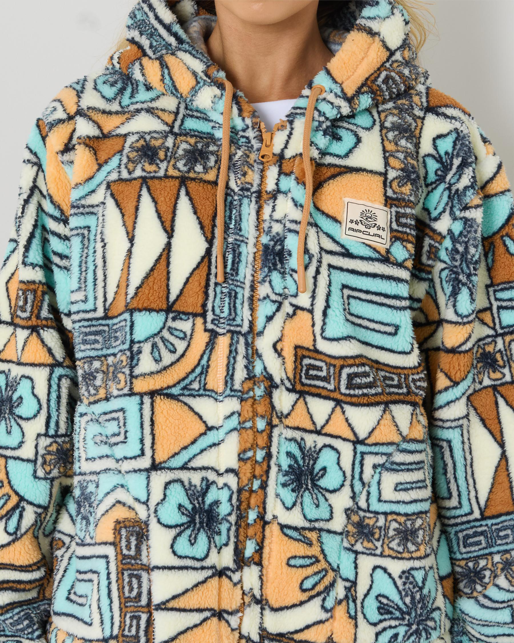 Shop Rip Curl Block Party Zip Through Hoodie In Dusty Blue - Fast ...