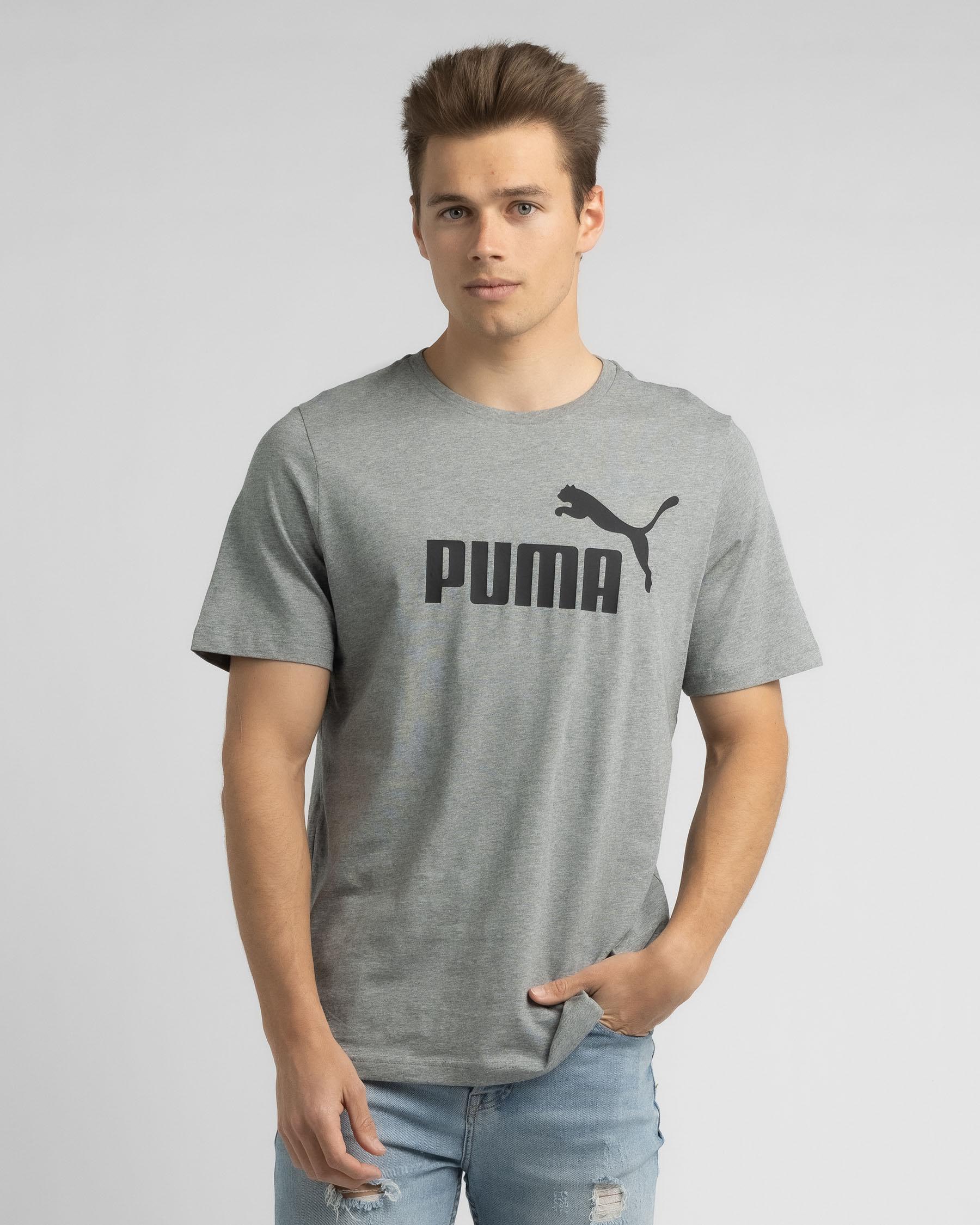 Puma Essential Logo T-Shirt In Medium Grey Heather - Fast Shipping ...