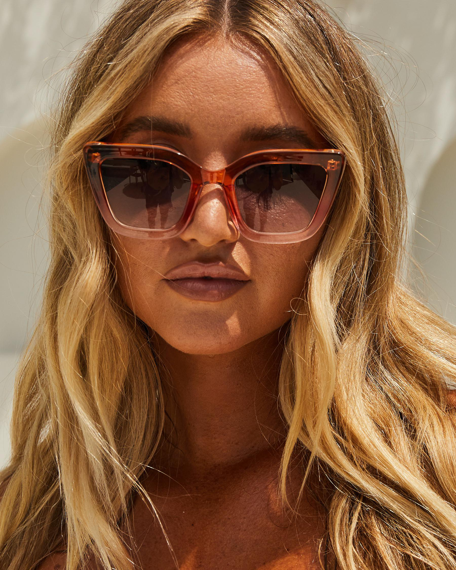 Shop Indie Eyewear Olivia Sunglasses In Crystal Orange/smoke Fast