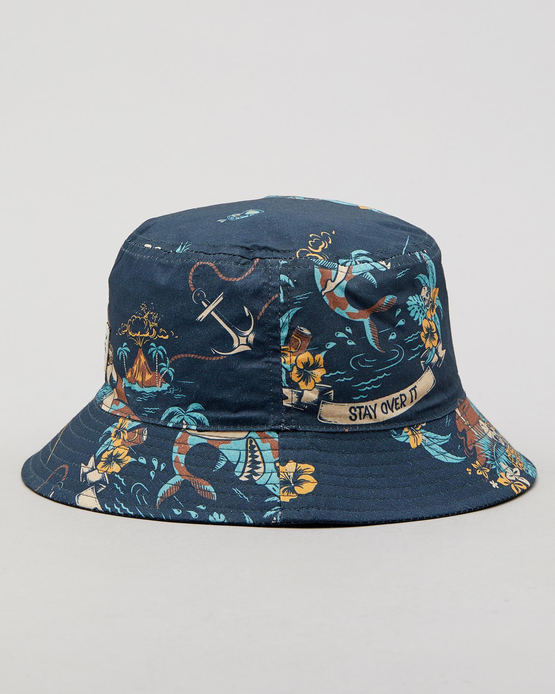The Mad Hueys Paradise Ale Reversible Bucket Hat In Navy - Fast ...