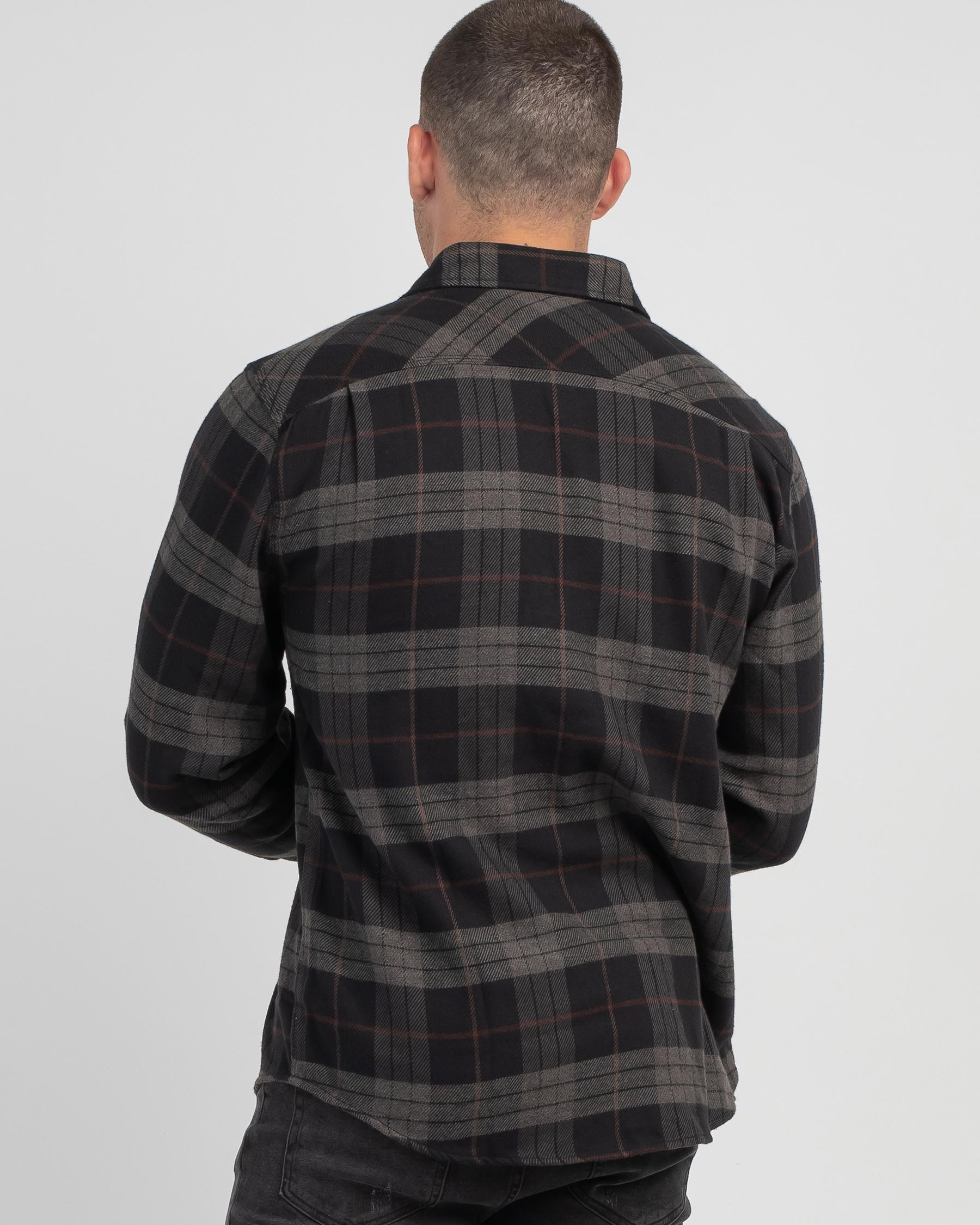 Brixton Bowery Flannel Long Sleeve Shirt In Black/charcoal Fast
