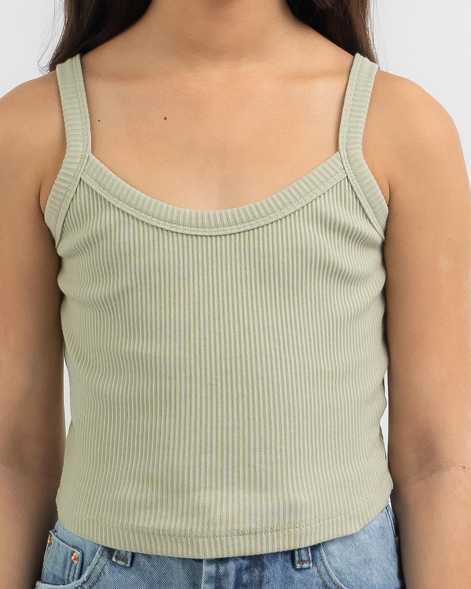 Shop Mooloola Girls' Basic Baby Tank Top In Sage Fast Shipping & Easy