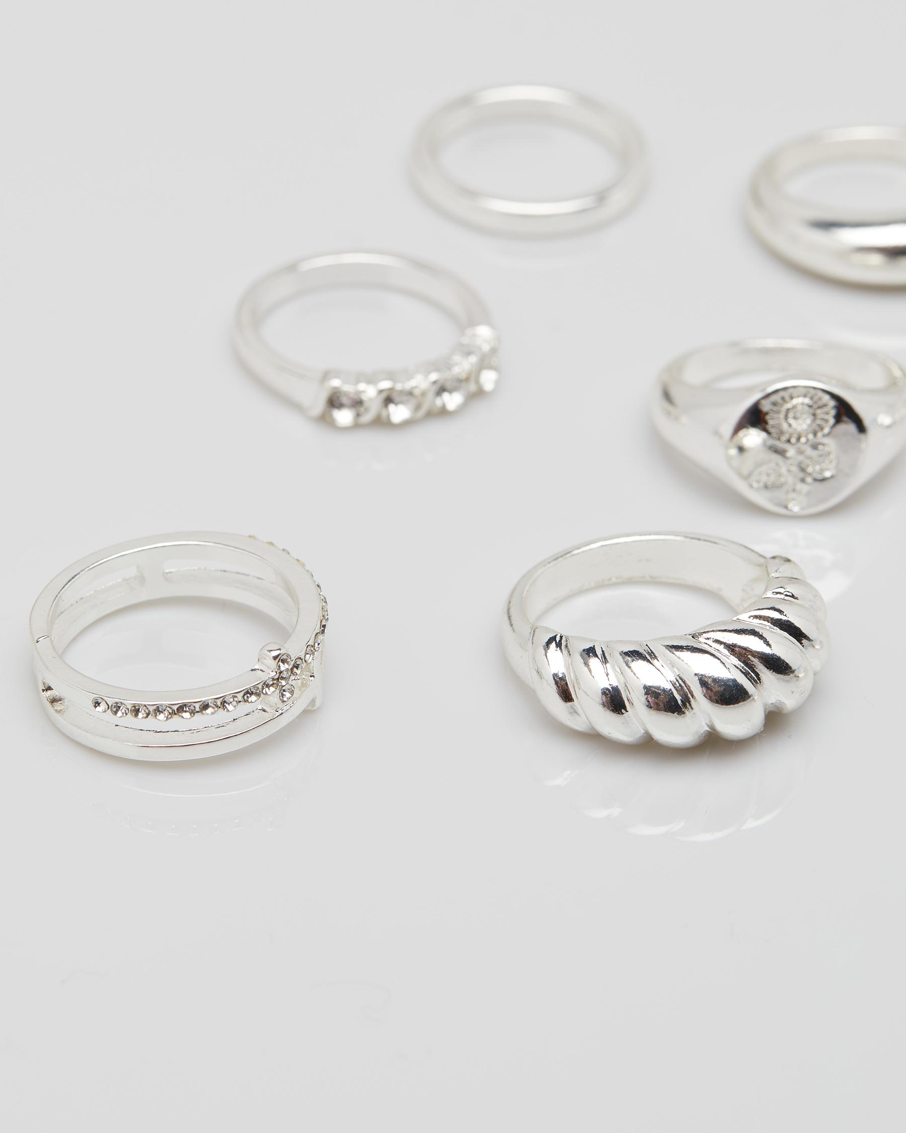 Shop Karyn In LA Lexi Ring Pack In Shiny Silver Fast Shipping & Easy Returns City Beach