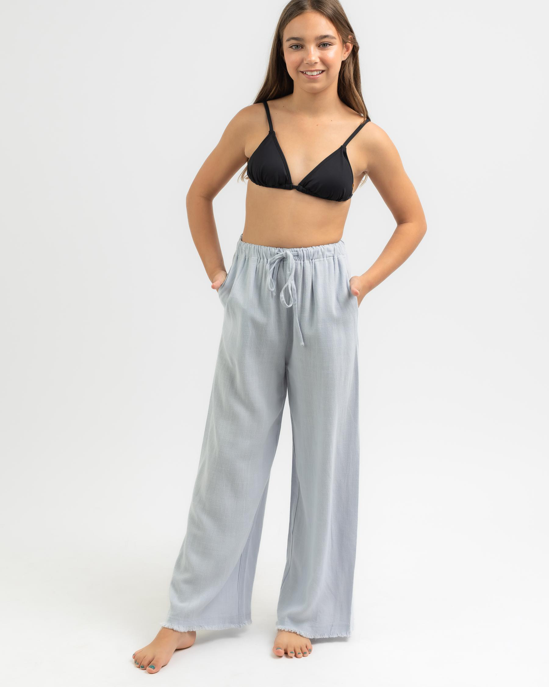 Mooloola Girls' Dallis Beach Pants In Baby Blue Fast Shipping & Easy