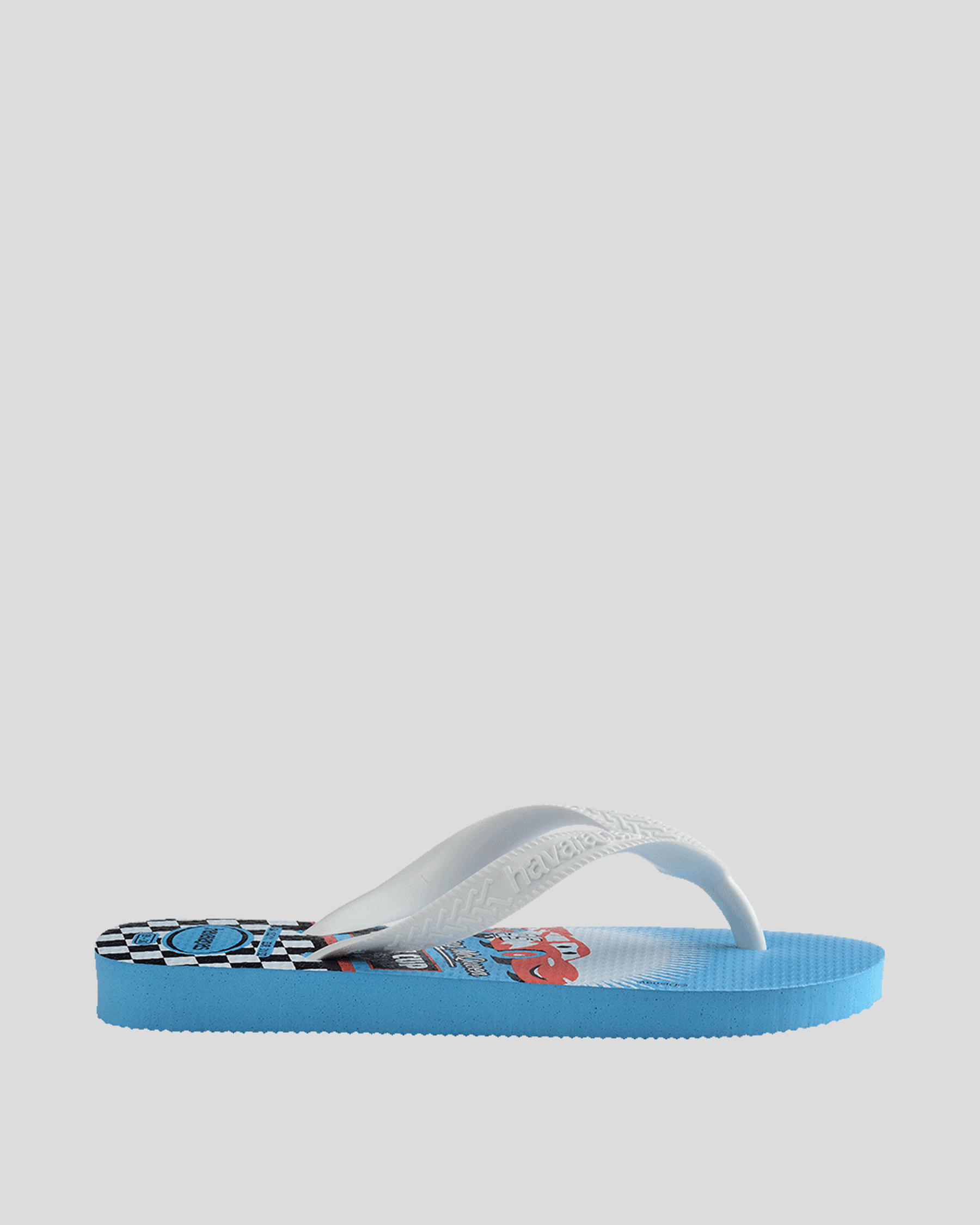 Havaianas Kids' Cars Thongs In Turquoise/white/white - Fast Shipping ...