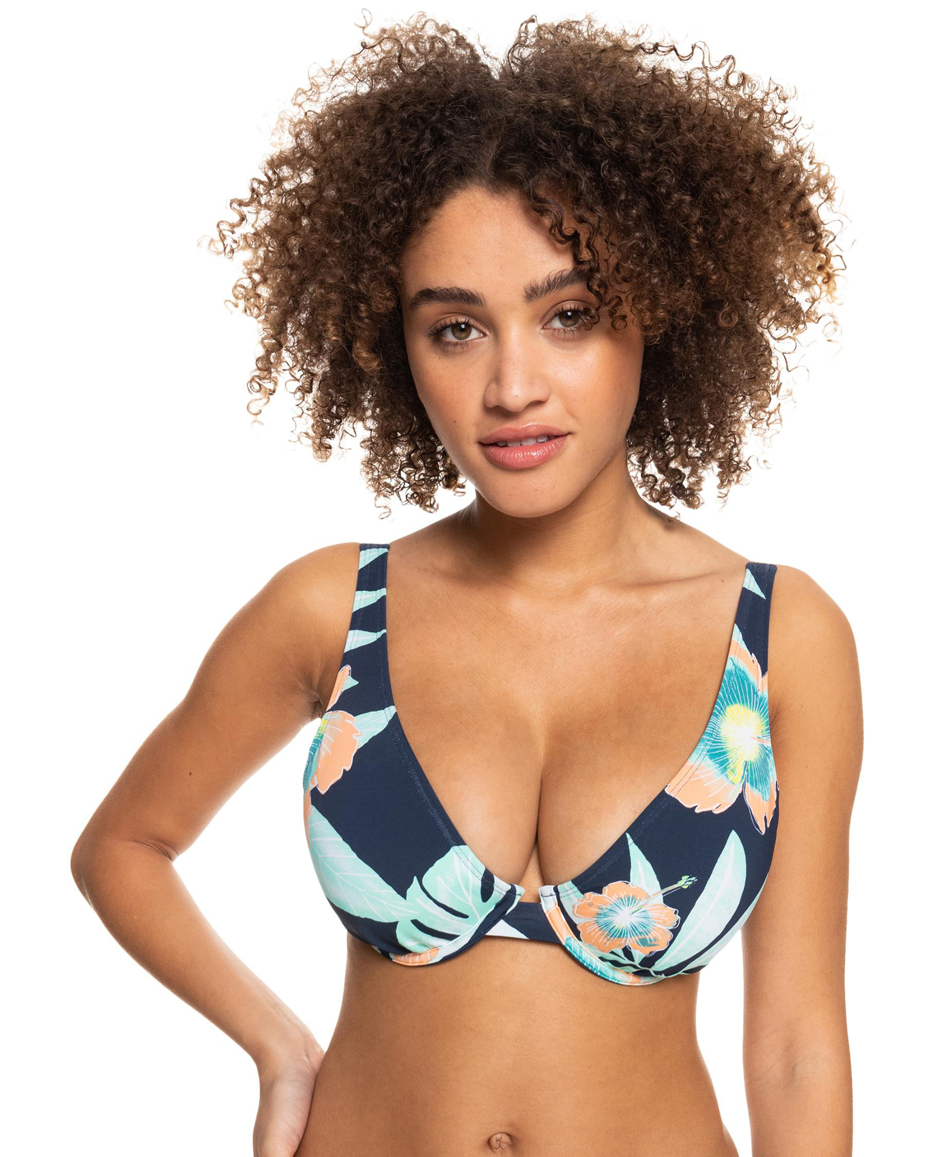 Shop Roxy Beach Classics Underwire Bra Bikini Top In Mood Indigo