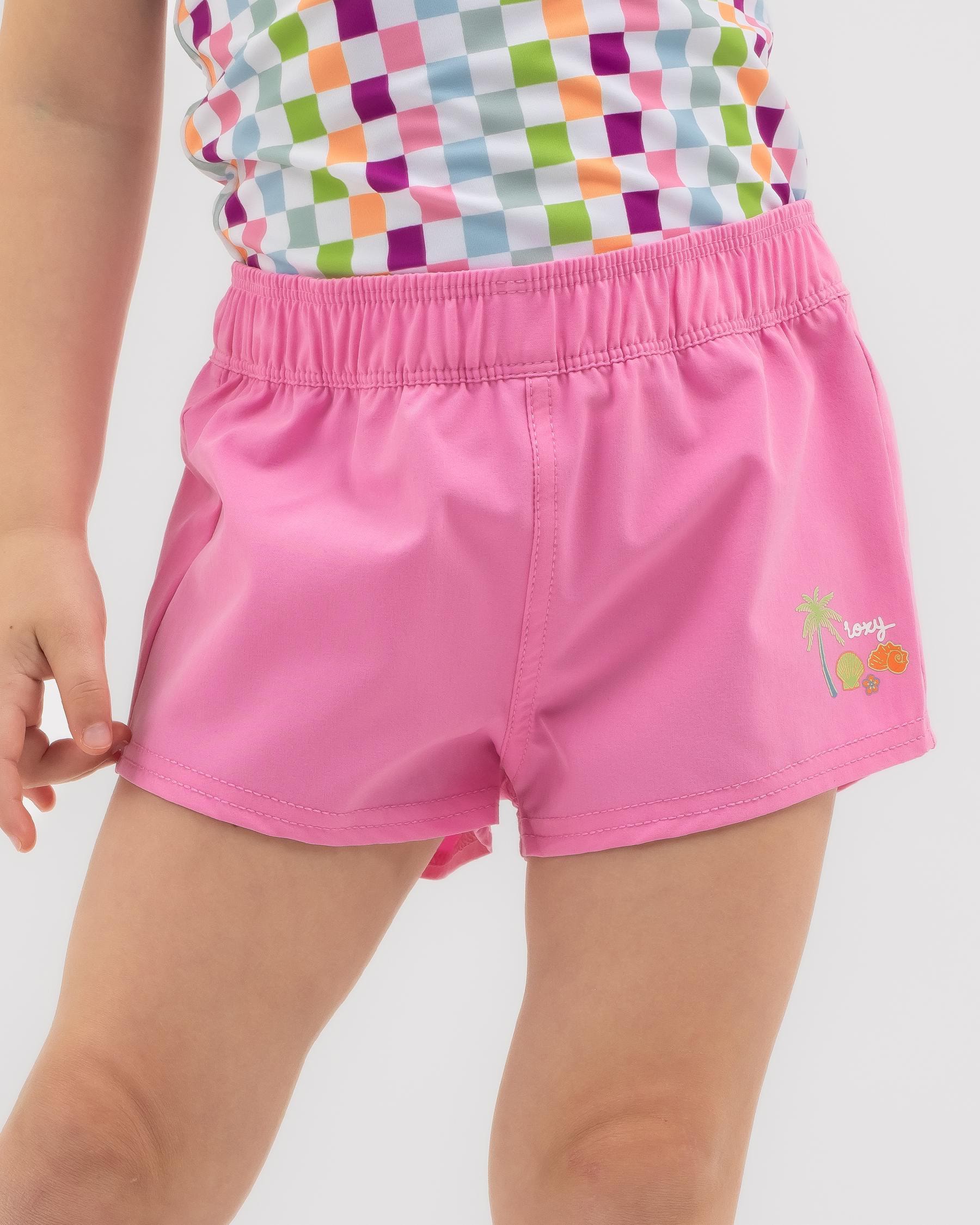 Shop Roxy Toddlers' Tw Solid Board Shorts In Sachet Pink - Fast ...