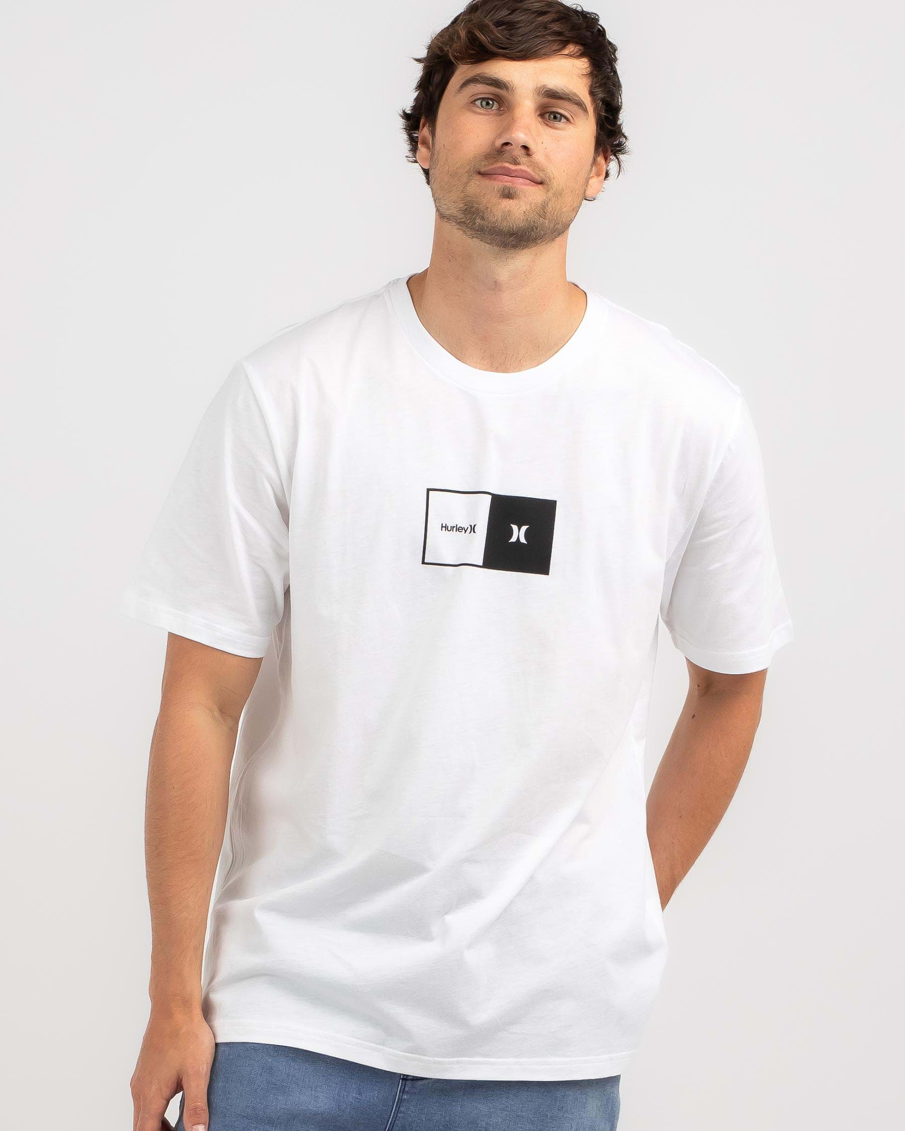 Shop Hurley Contrast Box T-Shirt In White - Fast Shipping & Easy ...