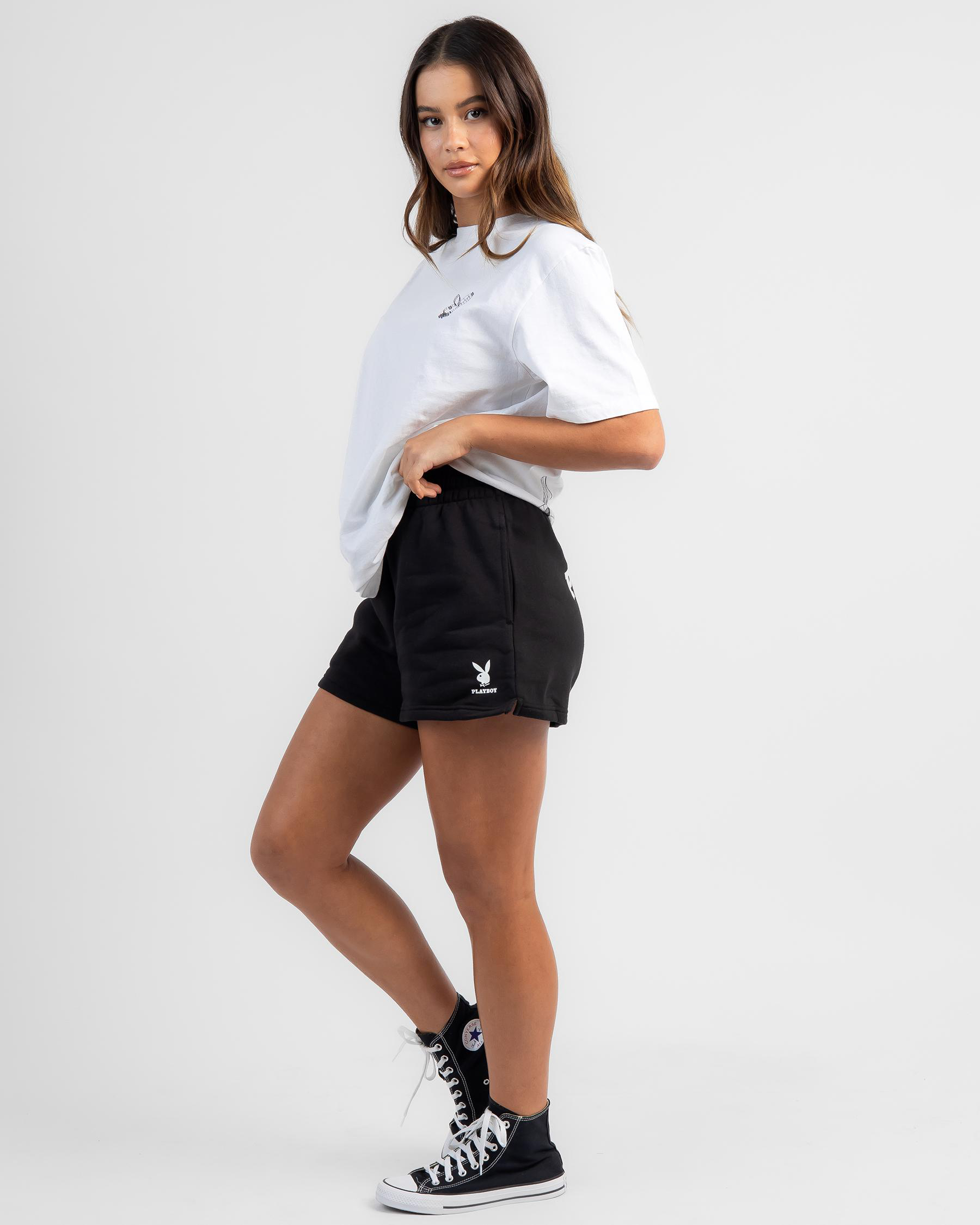 Shop Playboy Bunny O Track Shorts In Black - Fast Shipping & Easy 