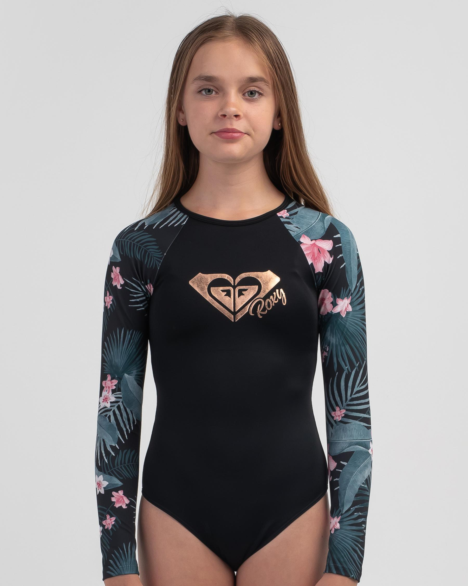 Roxy Girls' Mahalo Tribe Long Sleeve Surfsuit In Mahalo Tribe Floral City Beach Australia