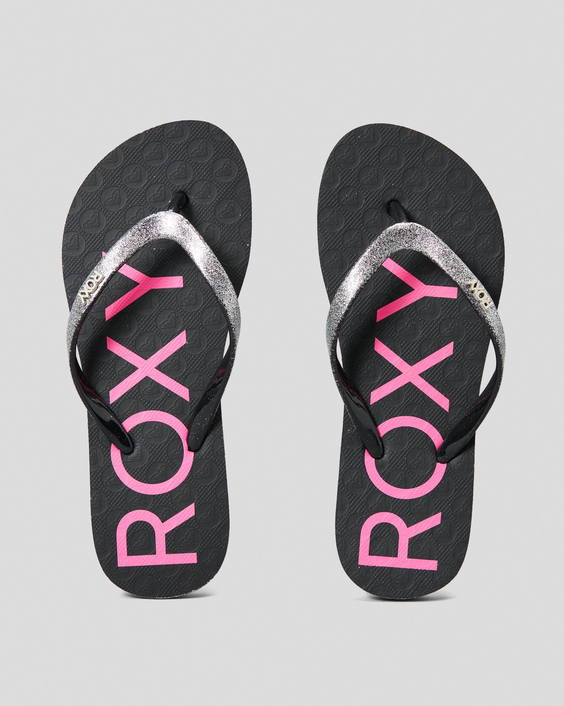 Roxy Girls' RG Viva Glitter Thongs In Black/crazy Pink/m Silver - Fast ...