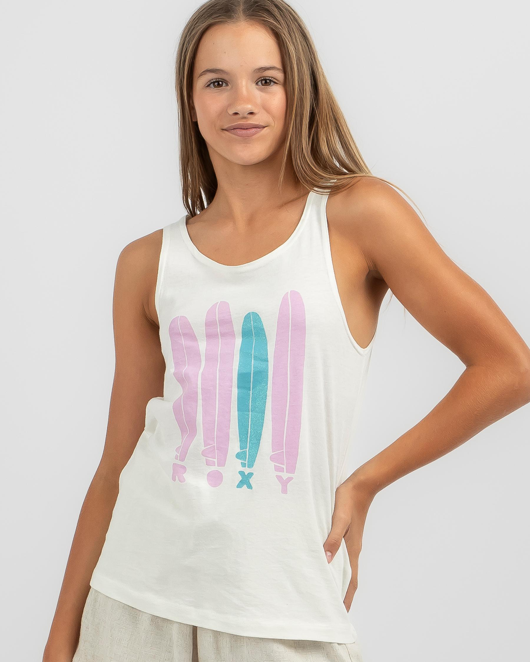 Shop Roxy Girls' Following The Sun Tank Top In Snow White - Fast ...