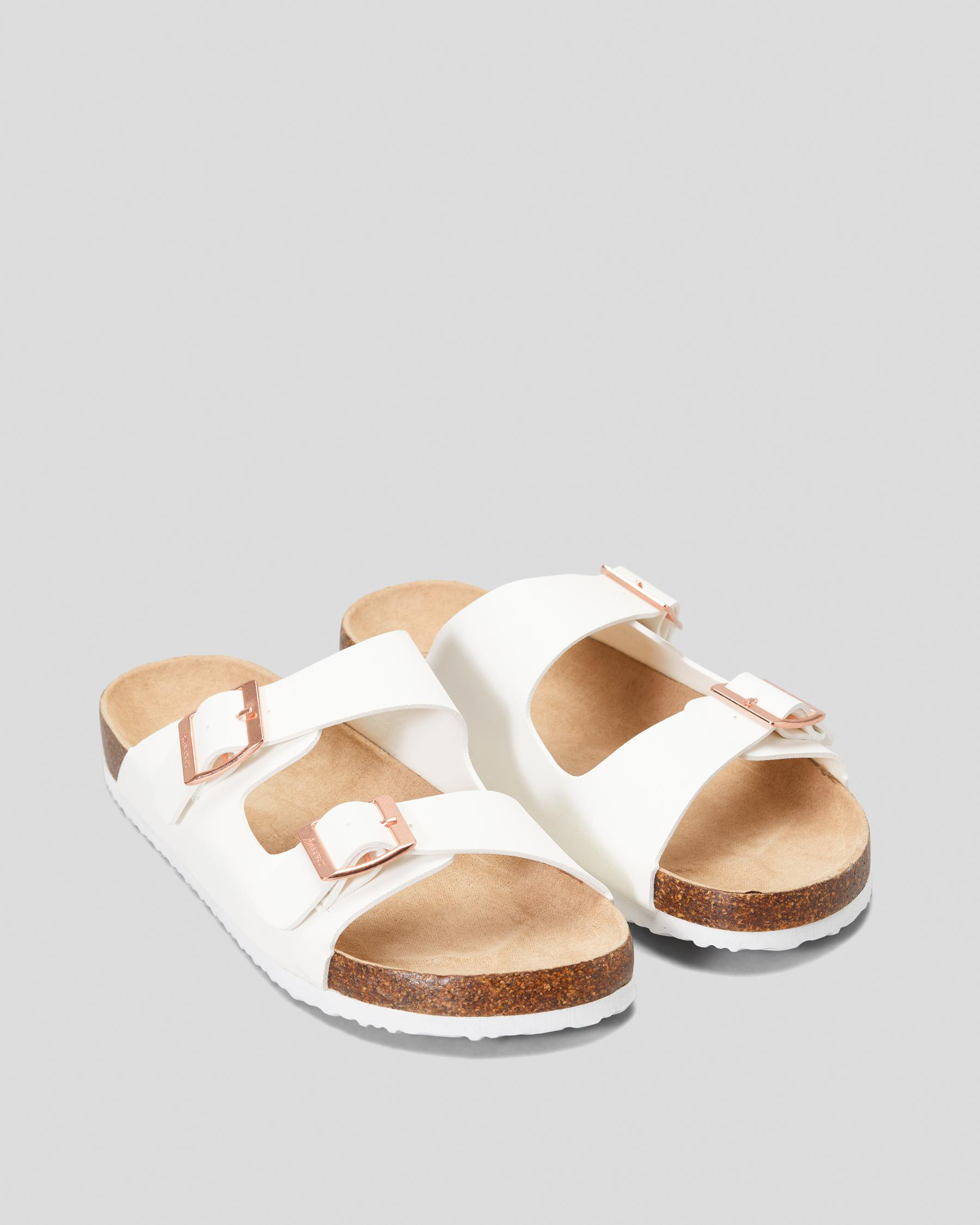 Shop Ava And Ever Cortina Slide Sandals In White/gold - Fast Shipping ...