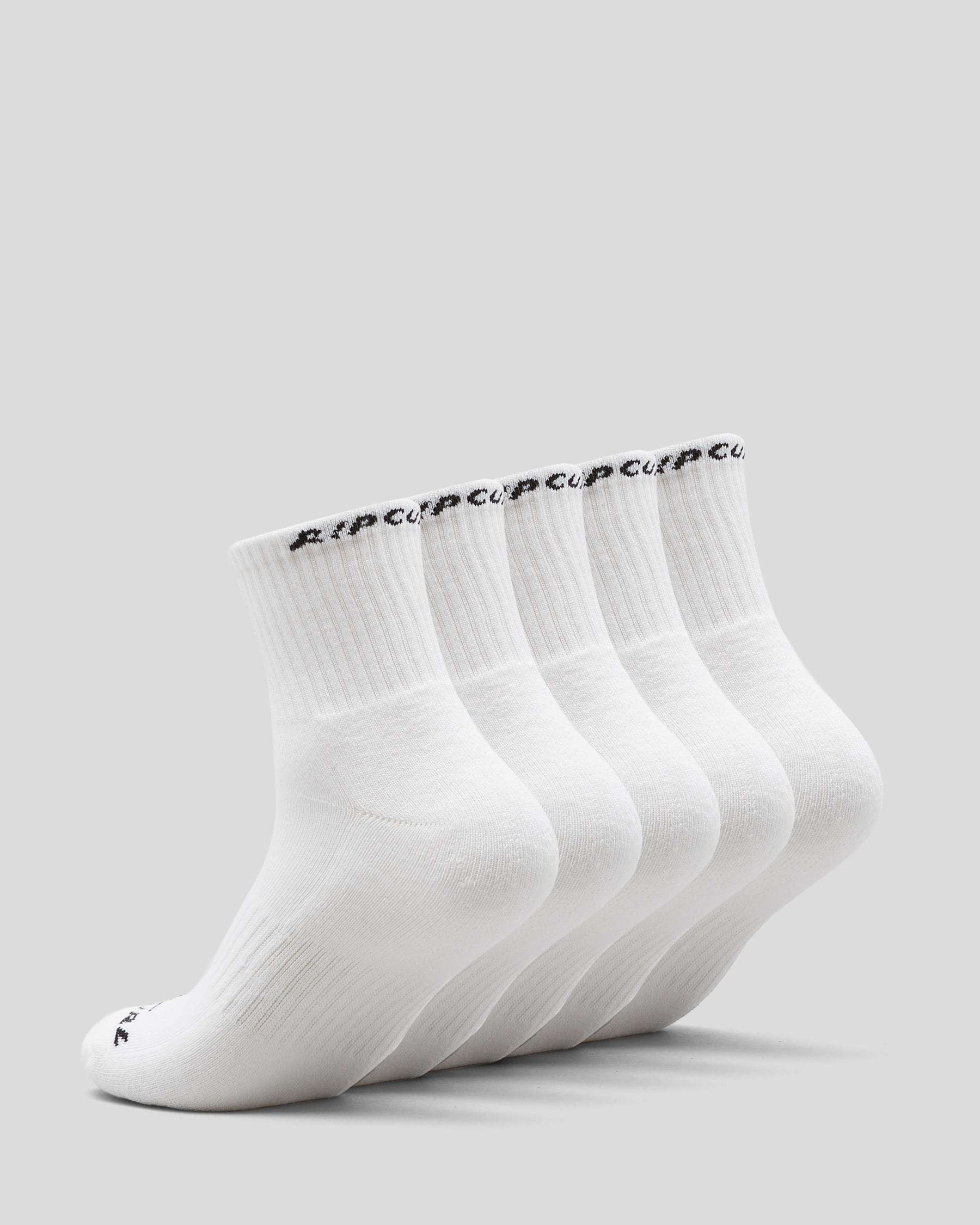 Shop Rip Curl Corp Crew Socks 5 Pack In White - Fast Shipping & Easy ...