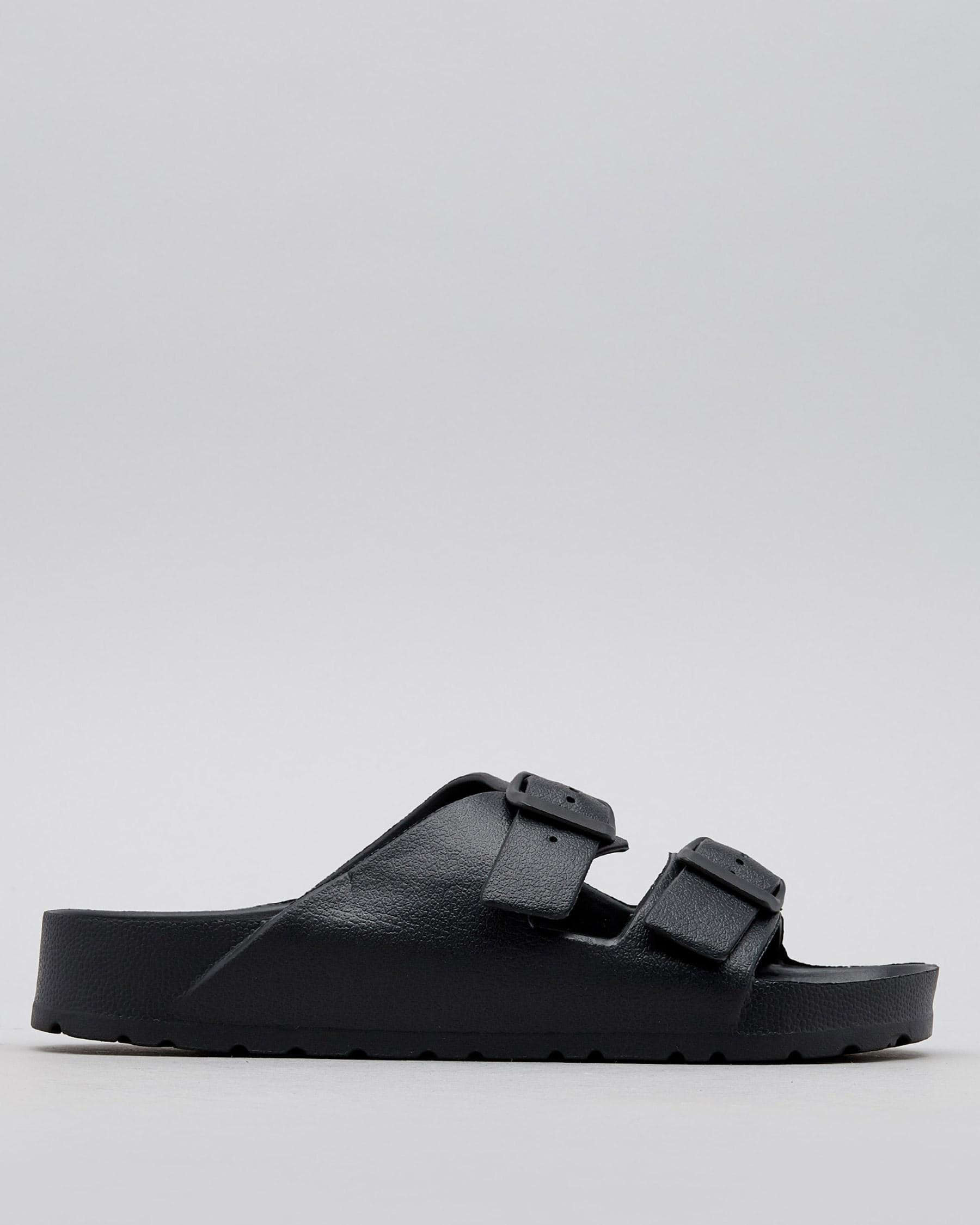 Shop Ava And Ever Denver Slide Sandals In Black - Fast Shipping & Easy ...