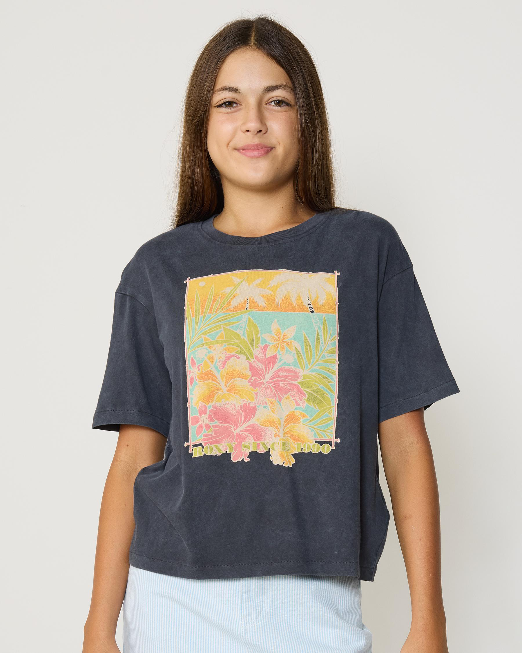Shop Roxy Girls' Sun For All Seasons T-Shirt In Phantom - Fast Shipping ...