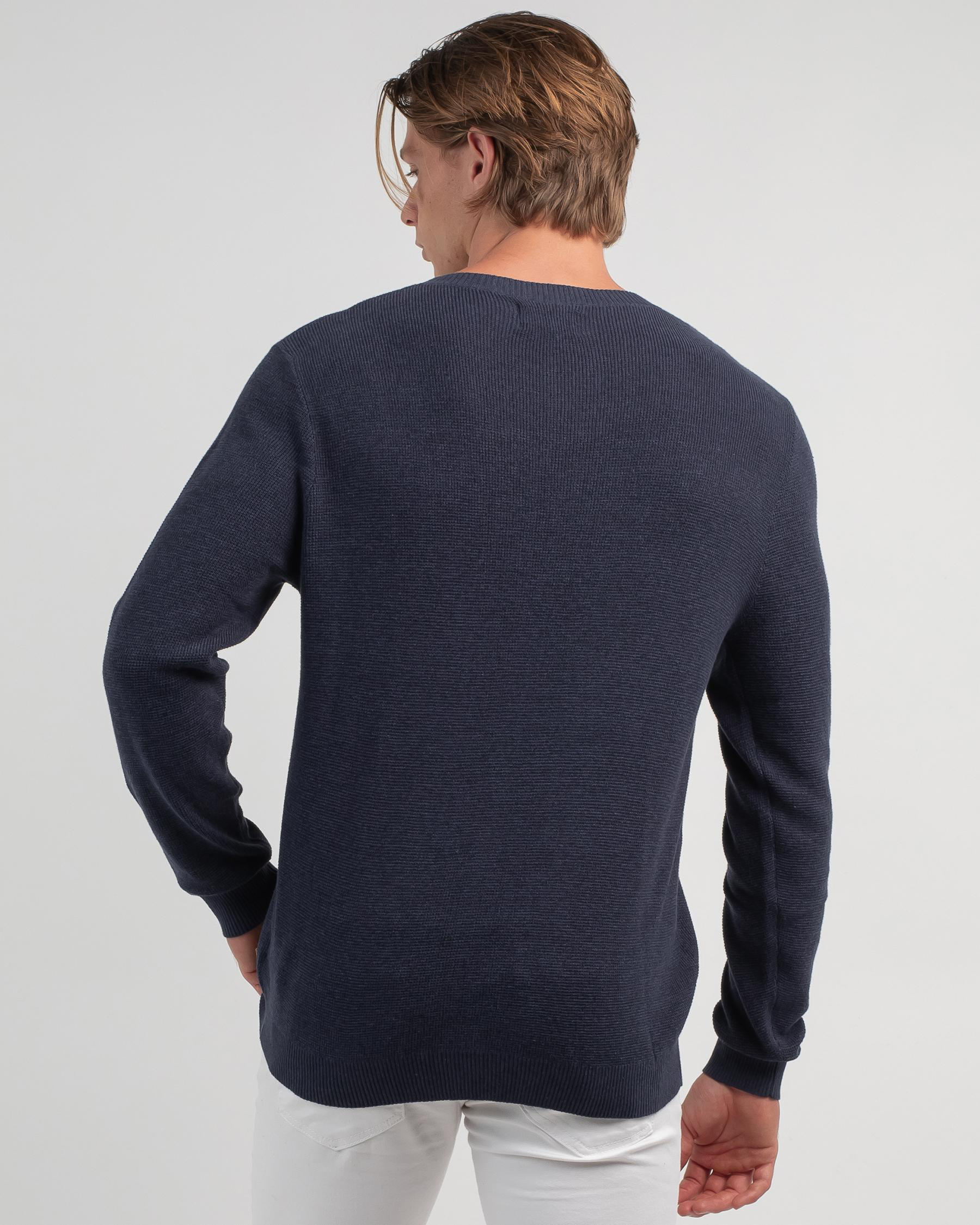 Shop Rusty Cradle Lightweight Crew Knit Sweatshirt In Navy Blue - Fast ...