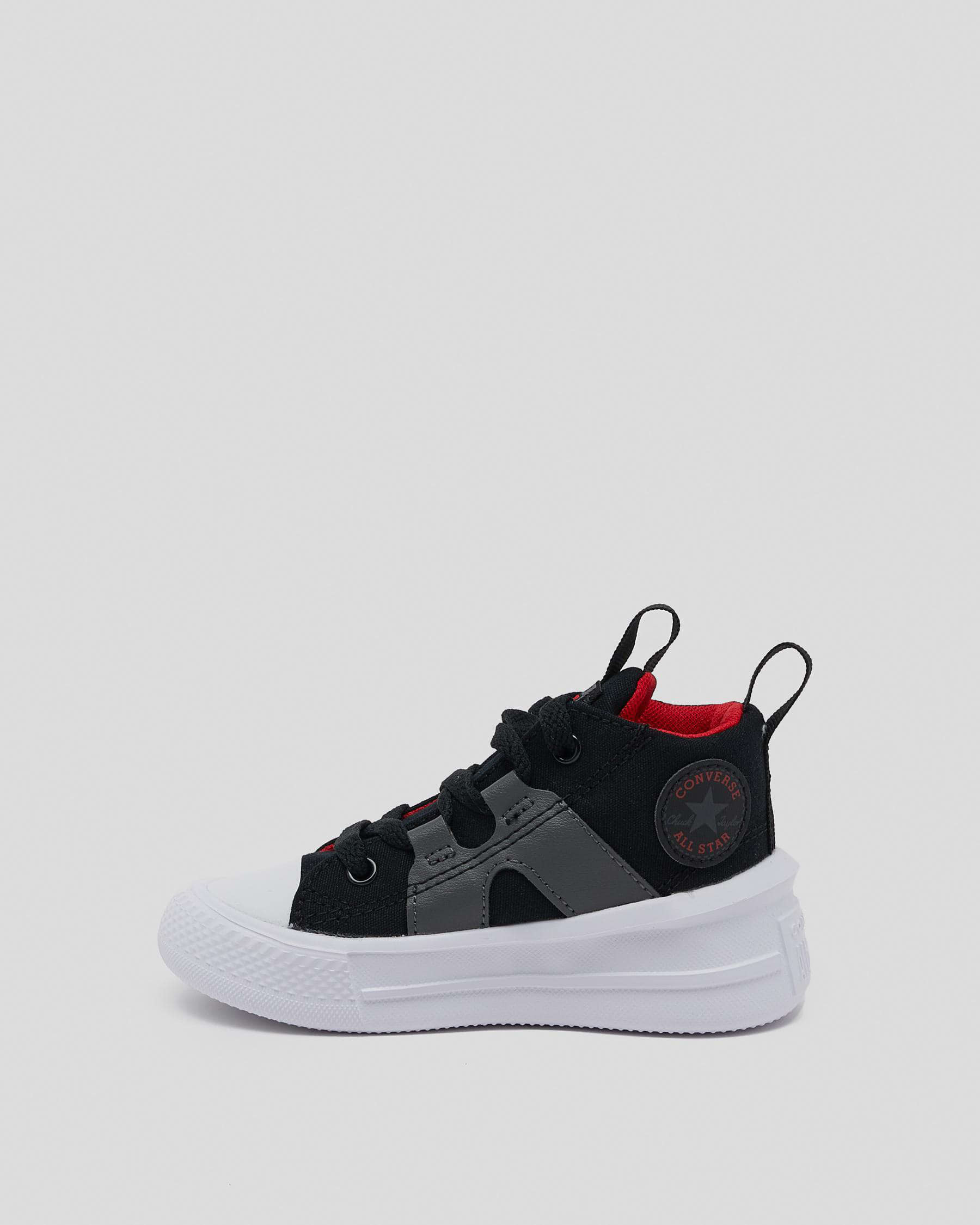 Shop Converse Toddlers' CTAS Ultra Mid Shoes In Black/iron Grey/red ...