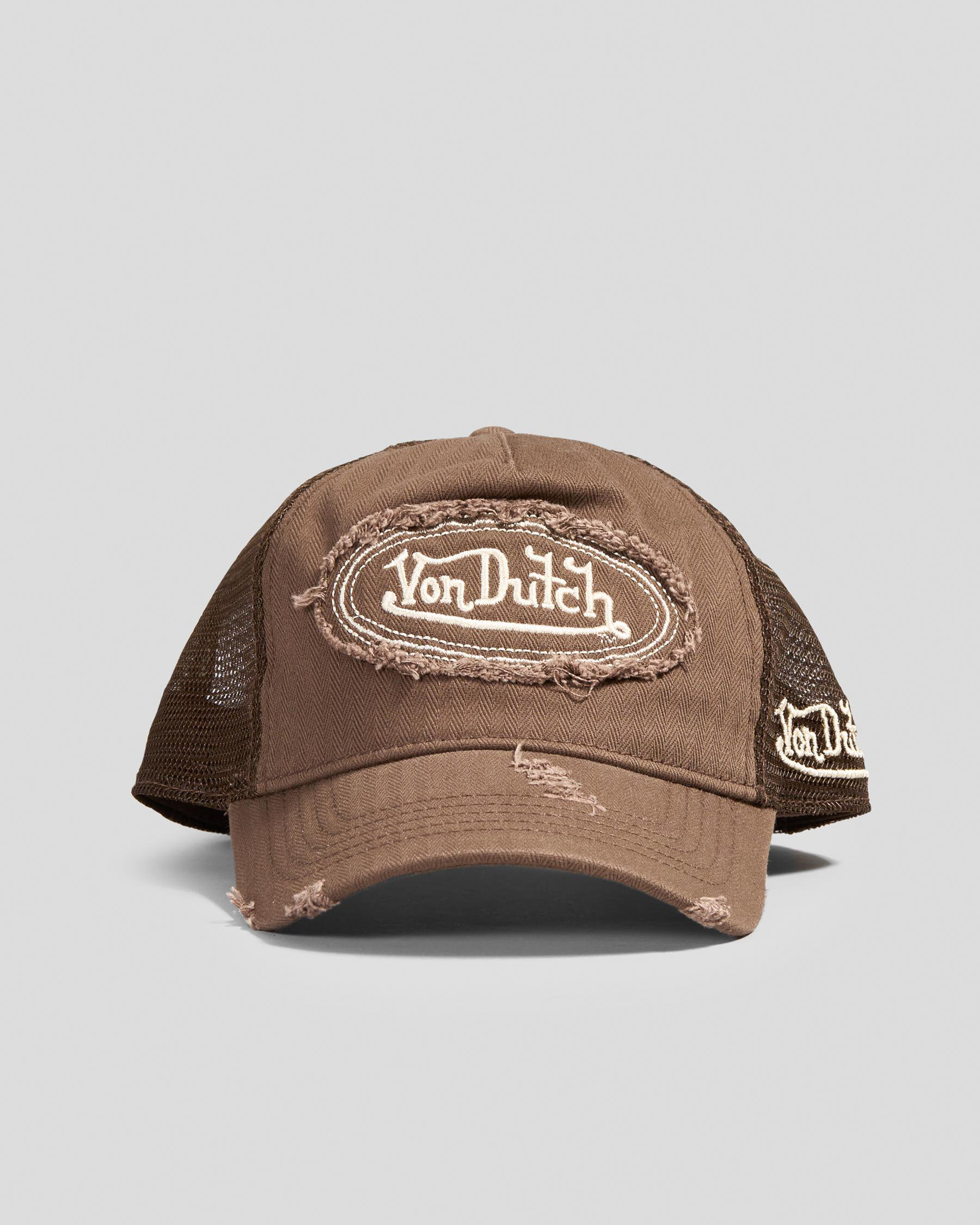 Von Dutch Trucker Cap In Dark Taupe FREE Shipping Easy Returns 