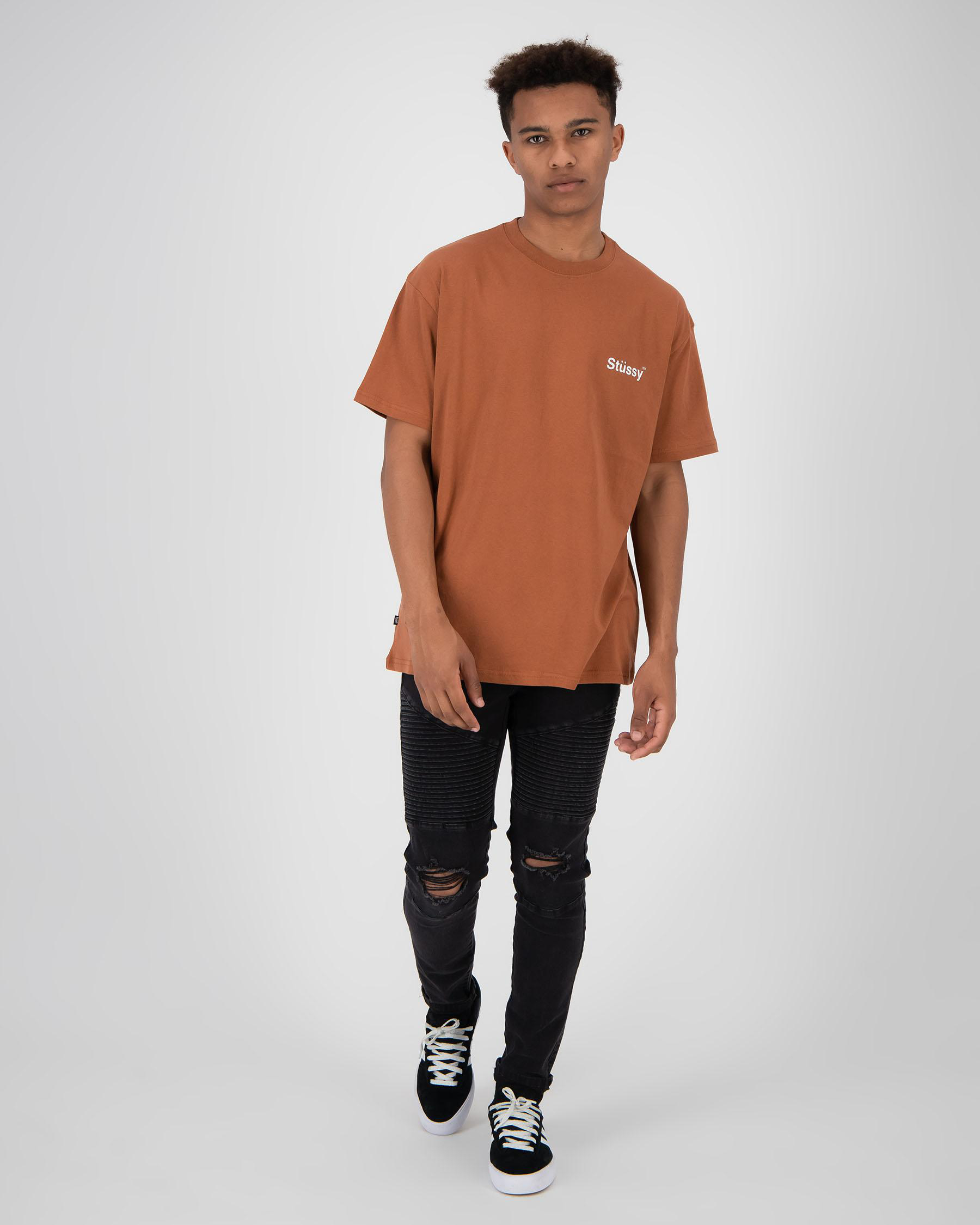 Stussy Stack Text T-Shirt In Caramel - Fast Shipping & Easy Returns ...