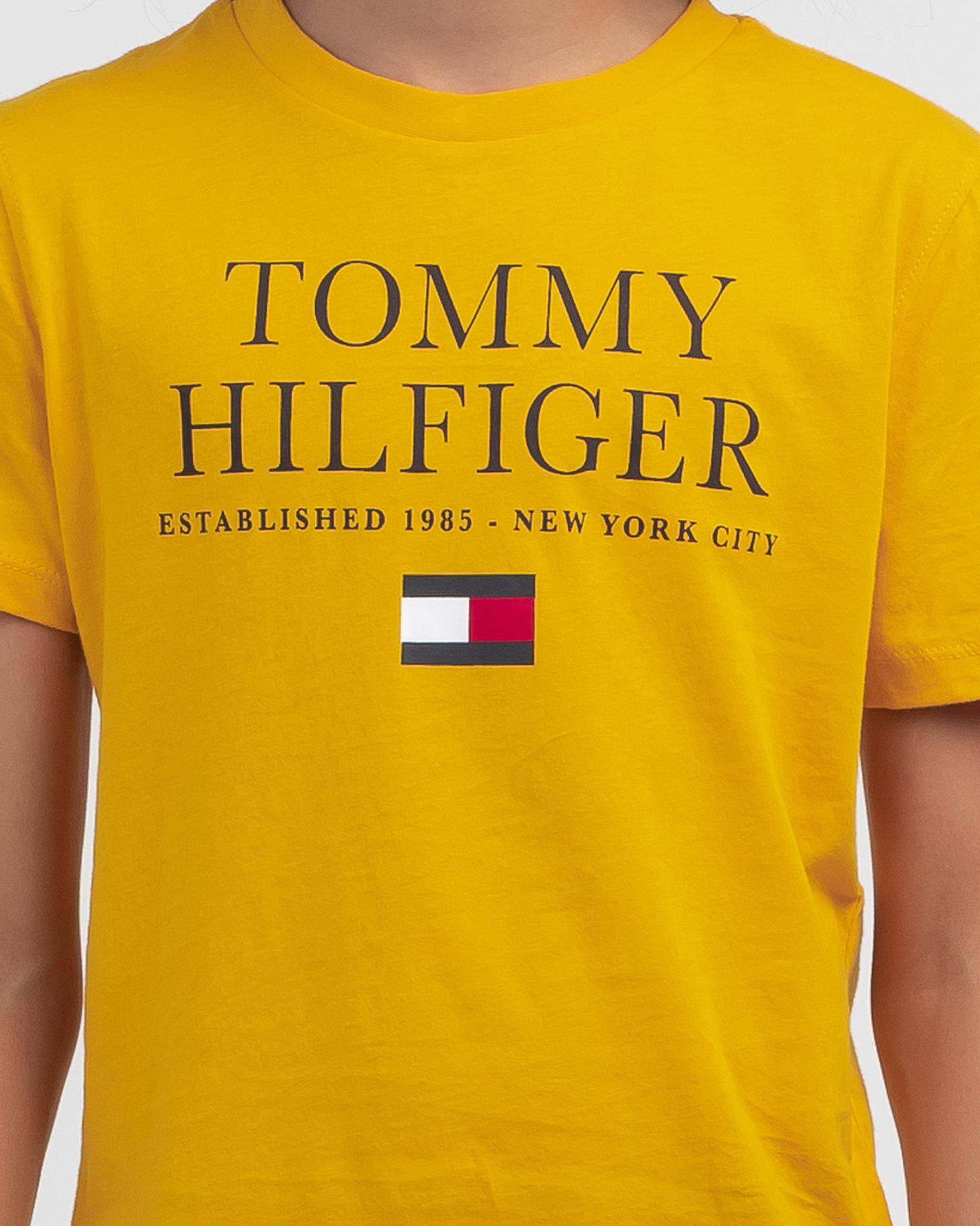 Tommy Hilfiger Boys' TH Logo TShirt In Prairie Yellow Fast Shipping