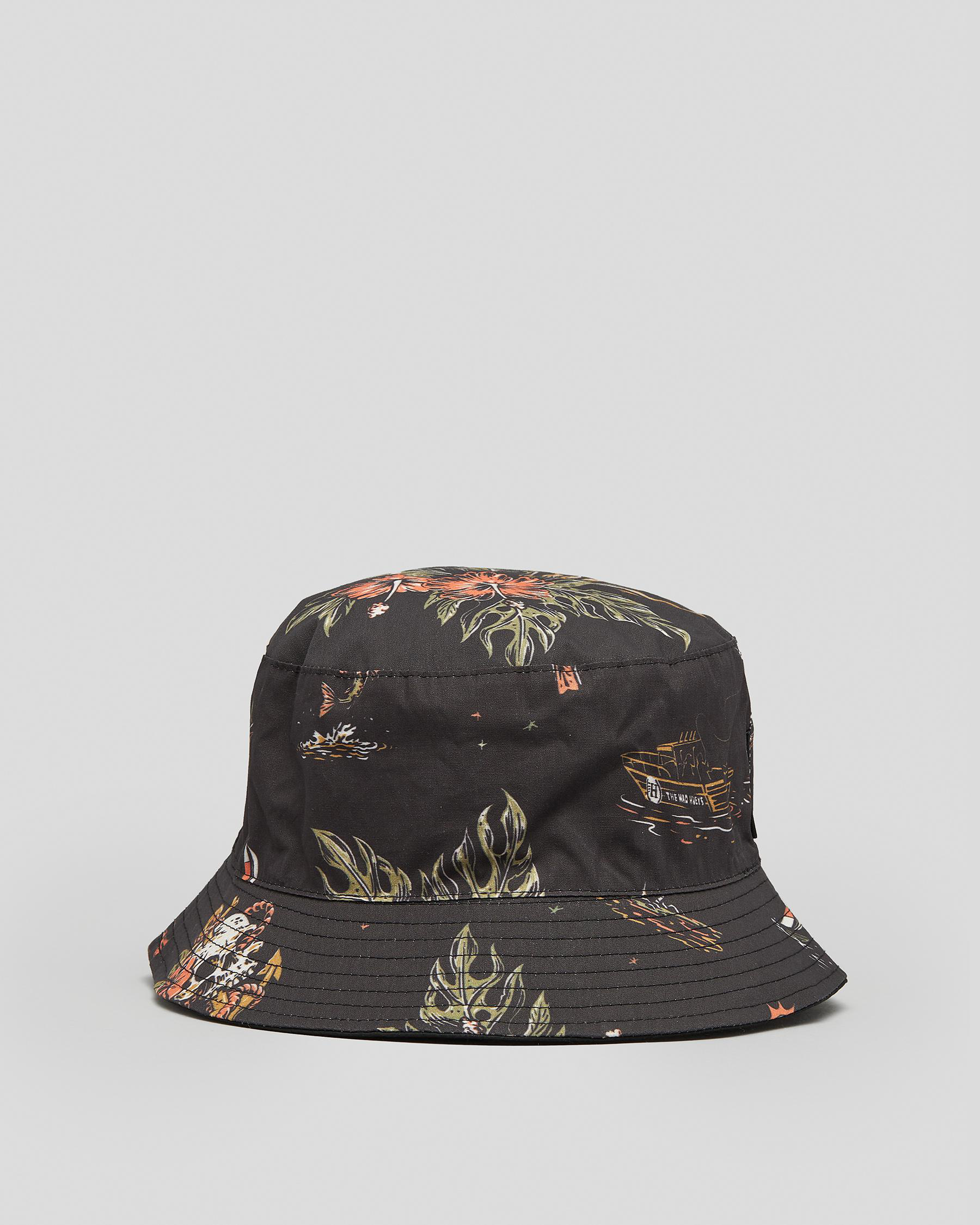 The Mad Hueys Dirty Vacay Reversible Bucket Hat In Vintage Black - Fast ...
