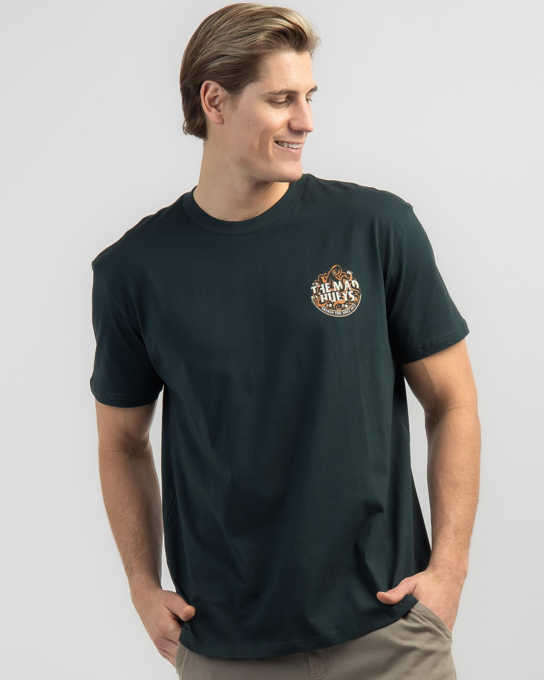 Shop The Mad Hueys Kraken Some Tins T-Shirt In Pine Green - Fast ...