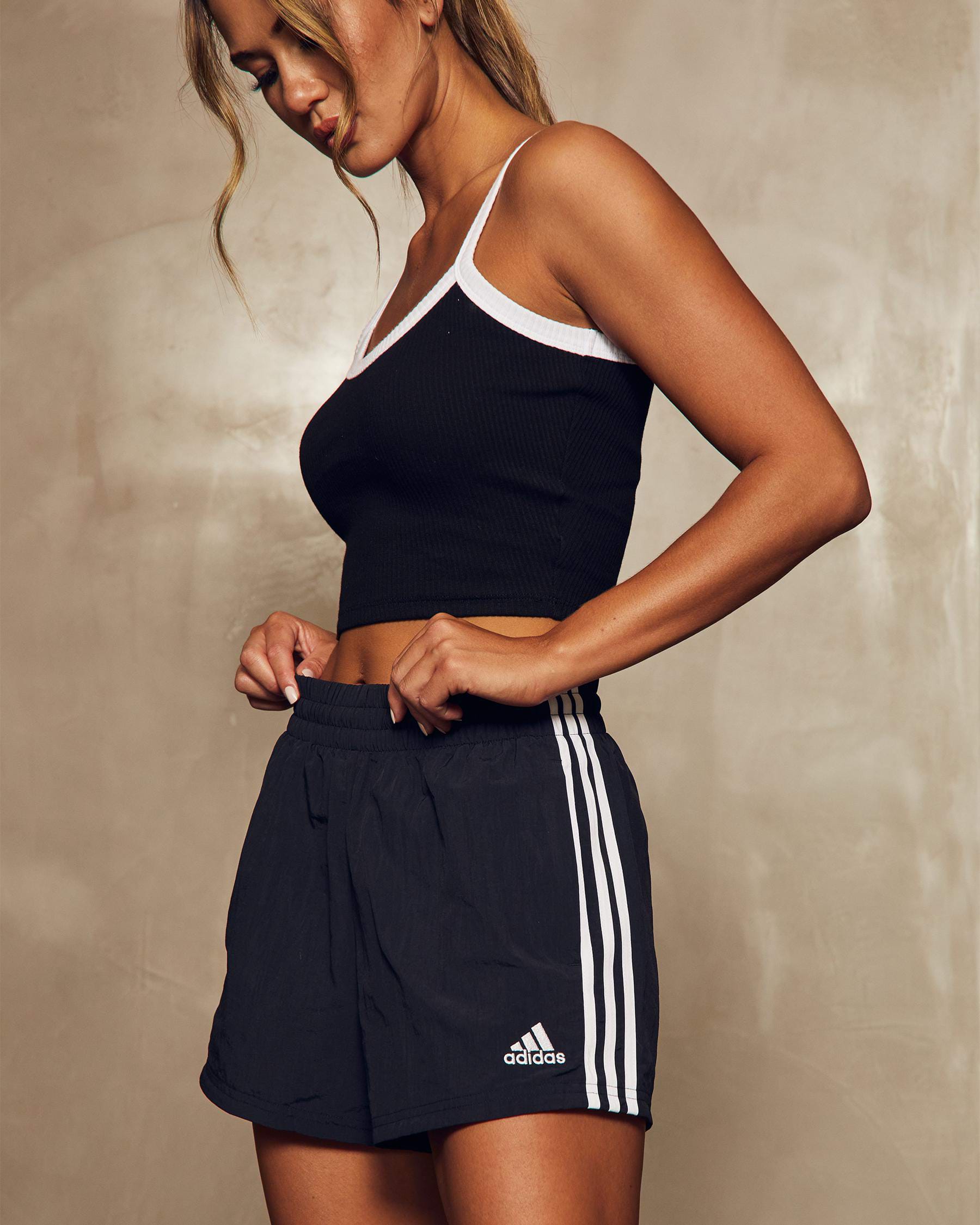 Adidas Essentials 3 Stripe Woven Shorts In Black/white - FREE* Shipping &  Easy Returns - City Beach United States