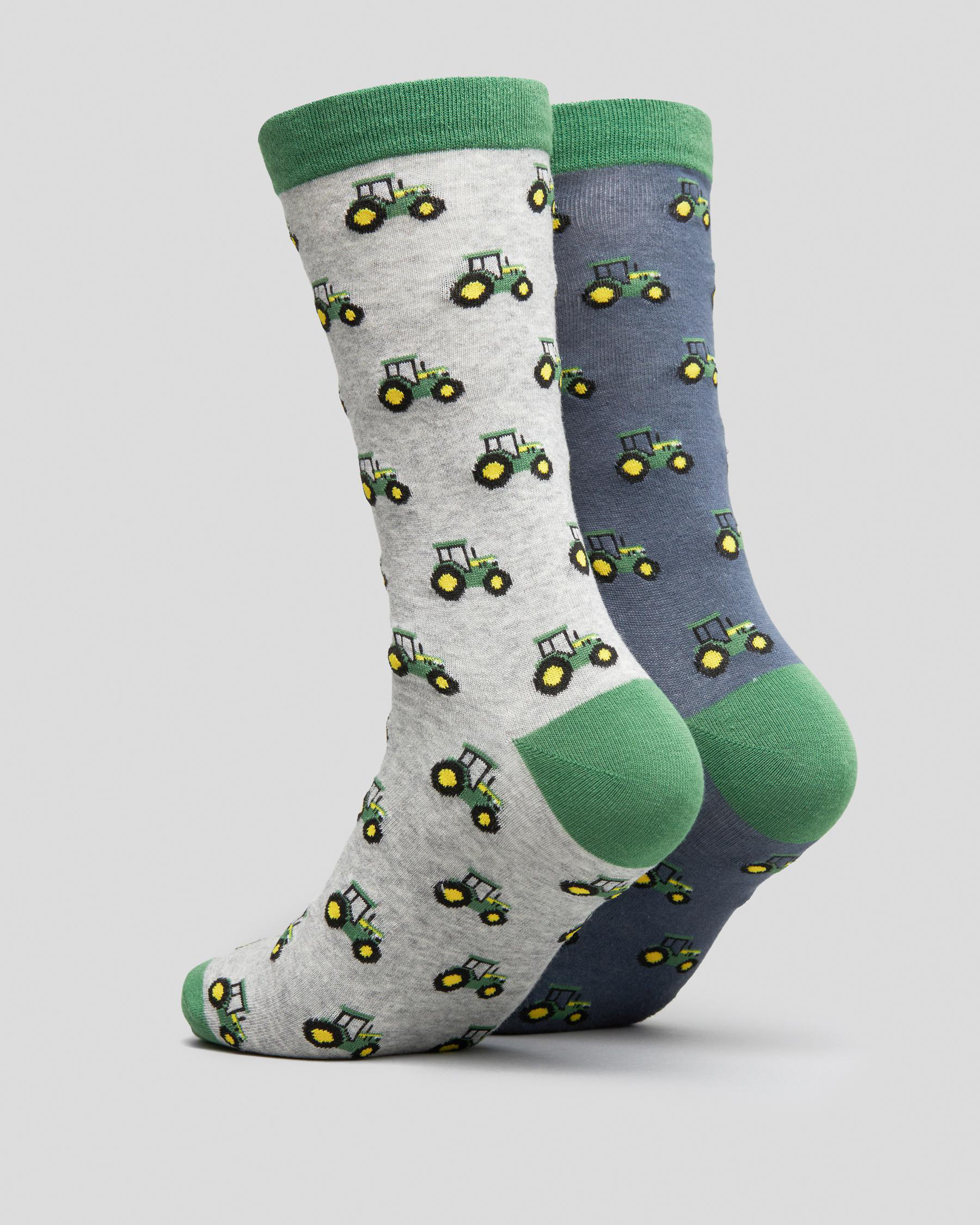 Shop John Deere Tractor Row Fashion Socks Crew 2 Pack In Multi Fast