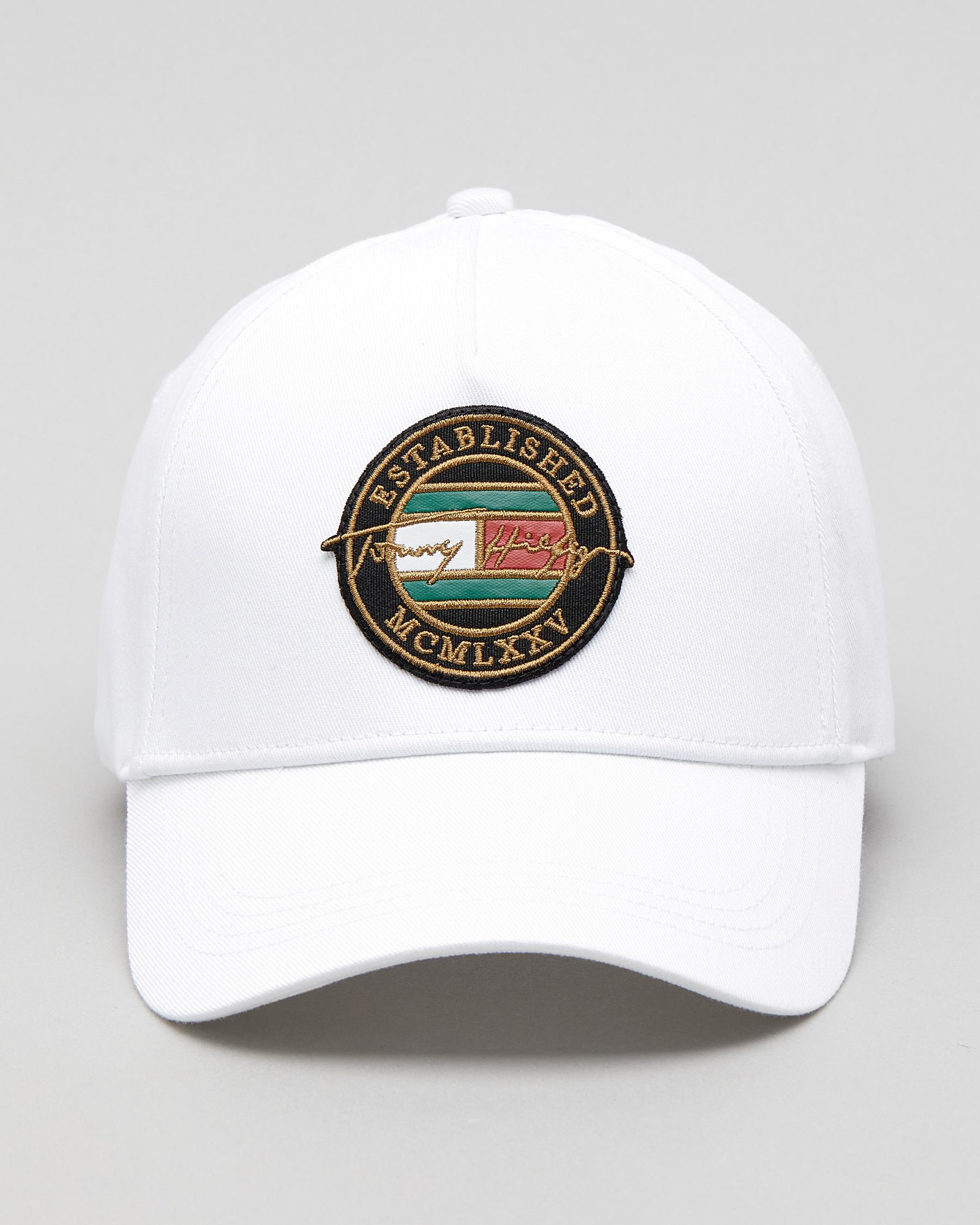 Shop Tommy Hilfiger Signature Patch Cap In White Fast Shipping & Easy