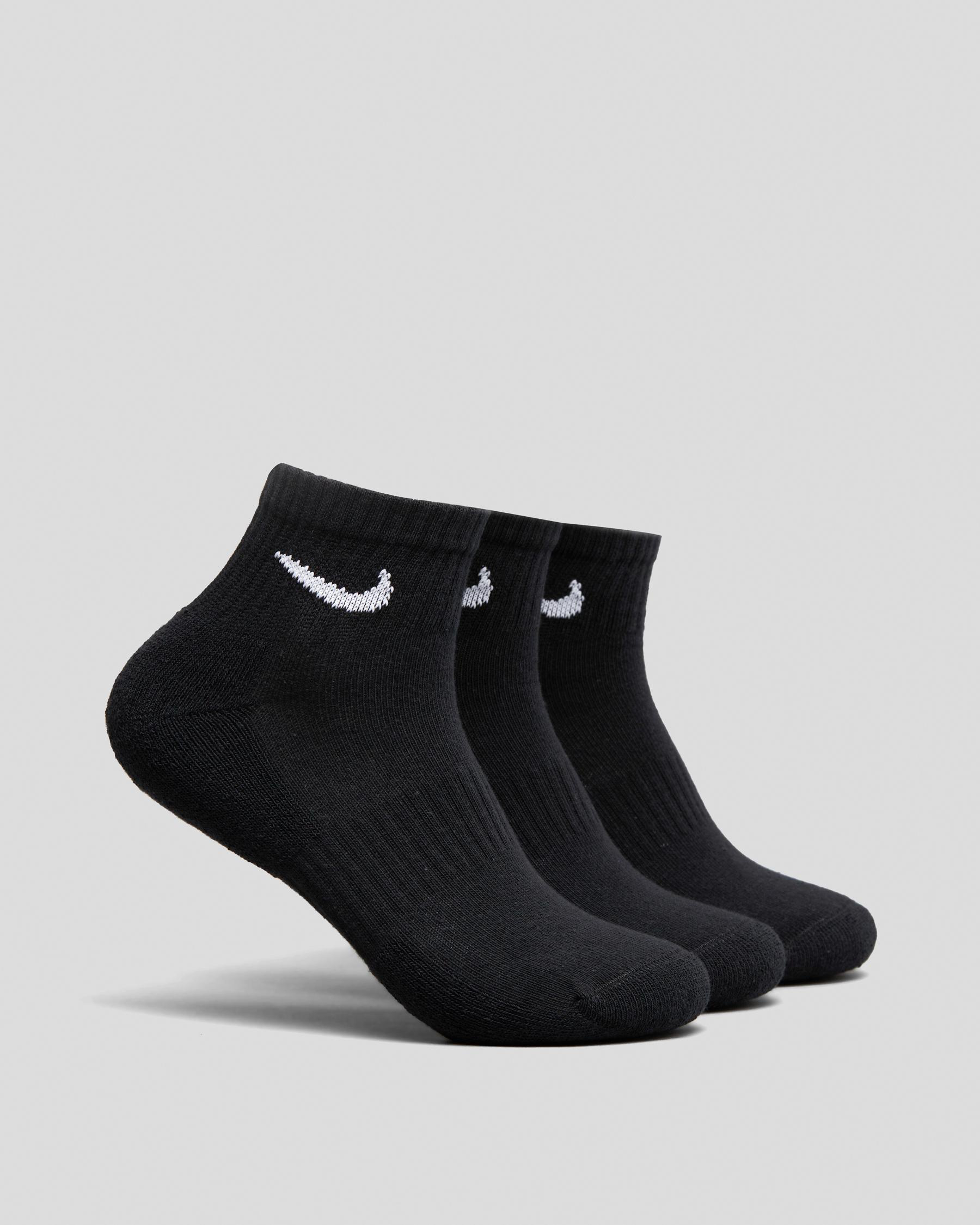 Shop Nike Boys' Training Ankle Socks 3 Pack In Black/white - Fast ...