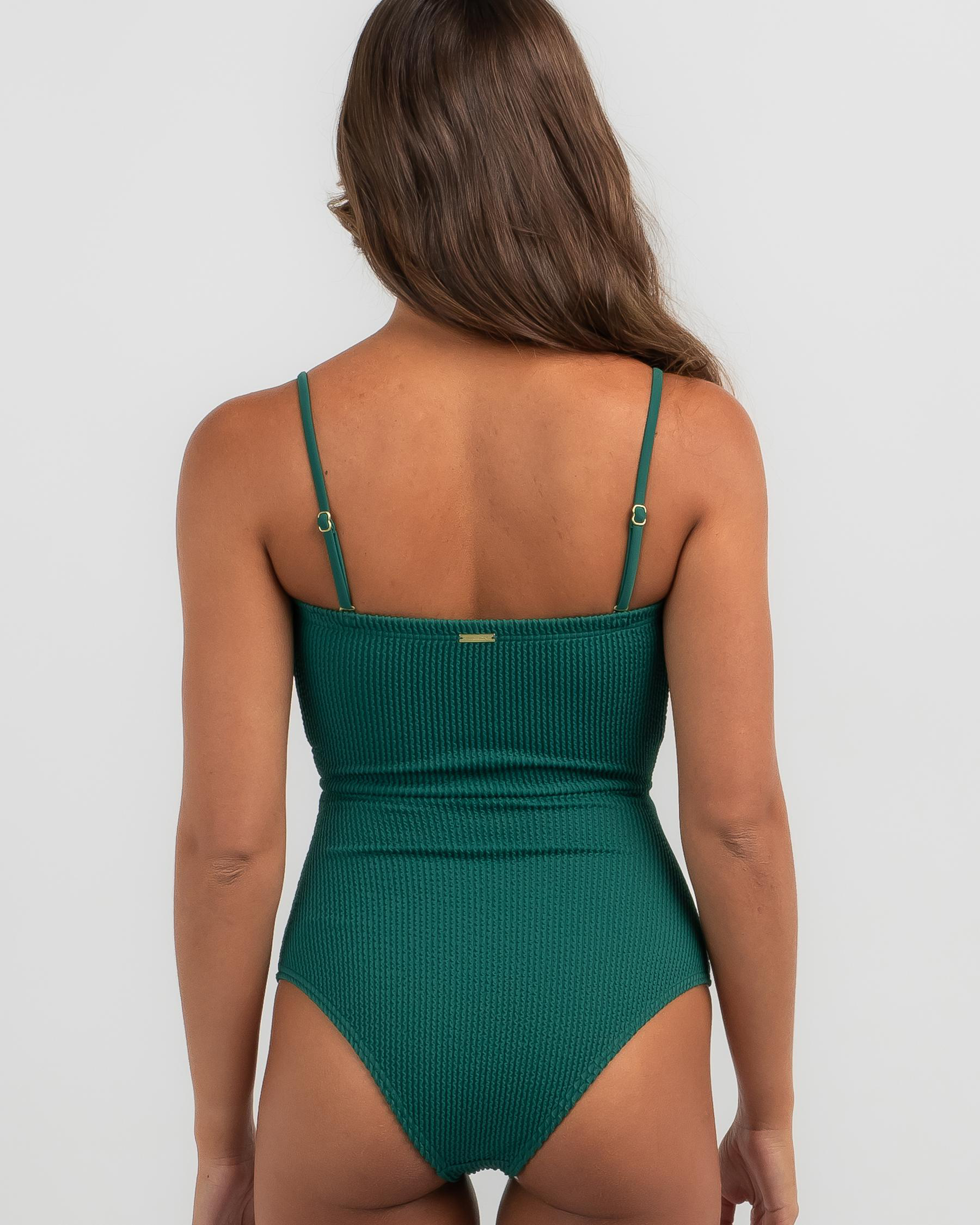 Shop Billabong Summer High Drew One Piece Swimsuit In Jewel Green