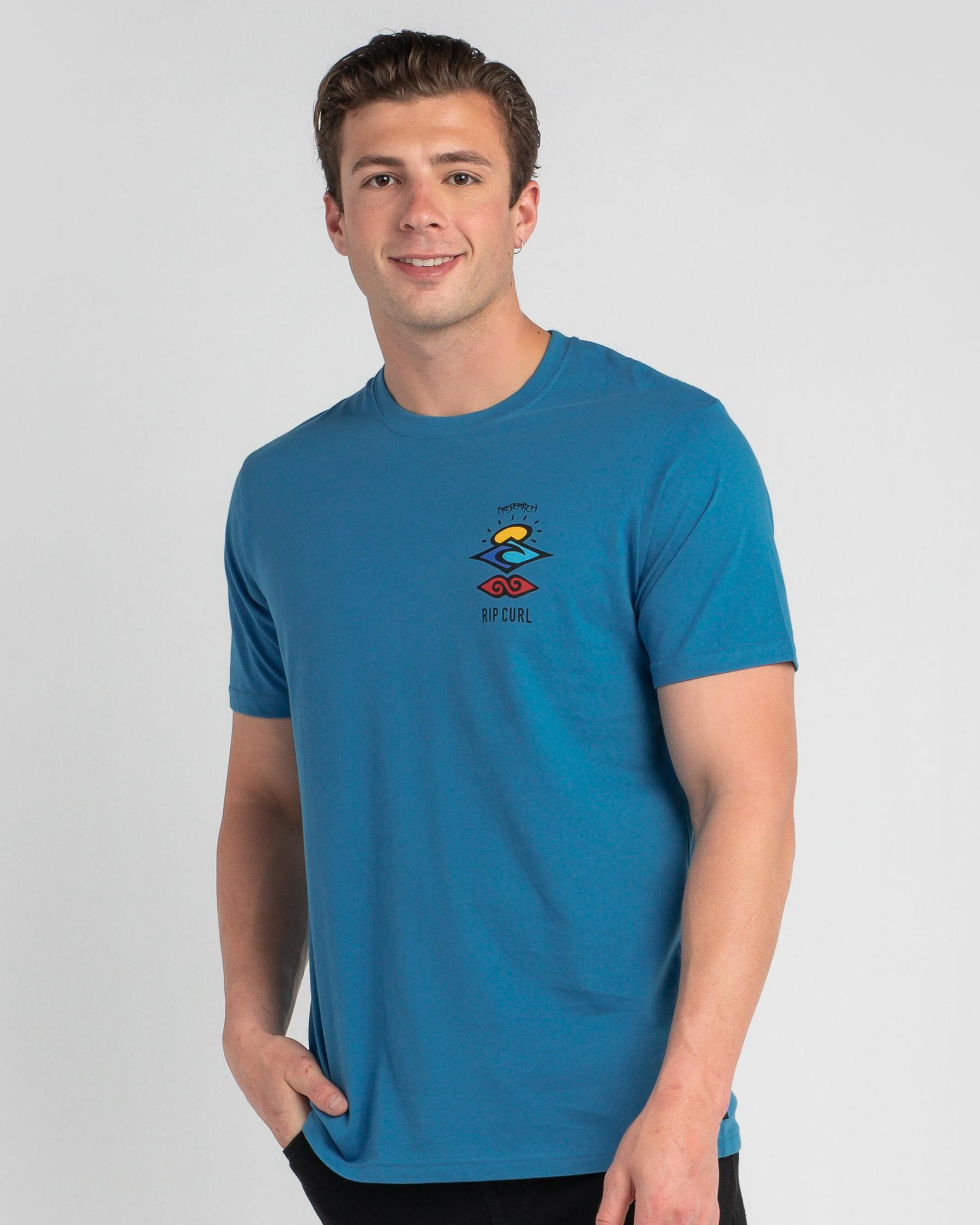 Men’s Short Sleeve T-Shirt Rip Curl Search Icon Tee Blue