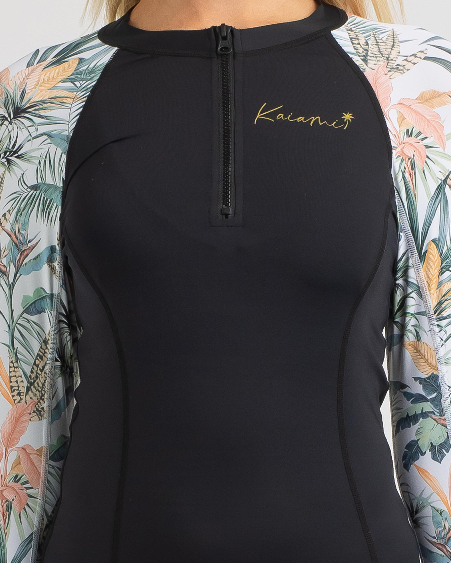 Shop Kaiami Abacos Long Sleeve Rash Vest In Black Fast Shipping