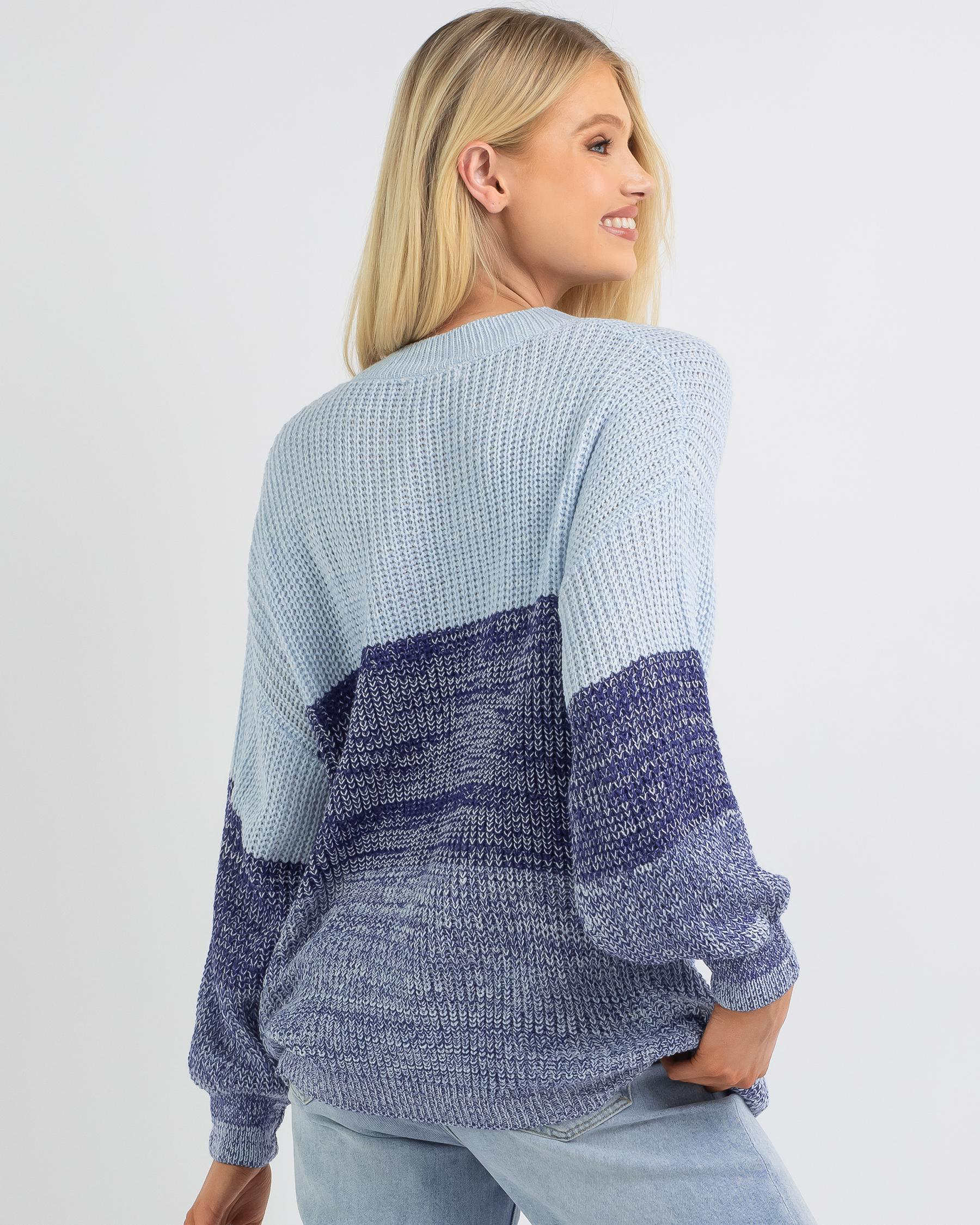 Label Of Love Blue Mountains Knit Jumper In Blue - Fast Shipping & Easy ...