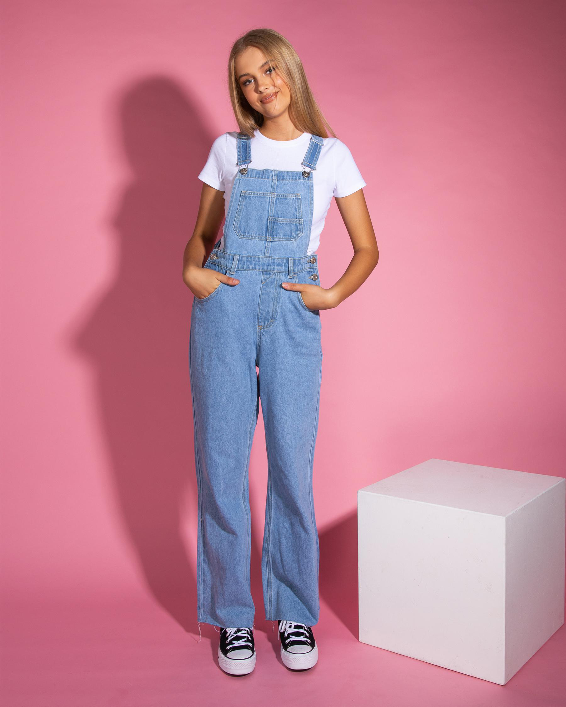 Shop Used Travis Overalls In Mid Blue Fast Shipping & Easy Returns
